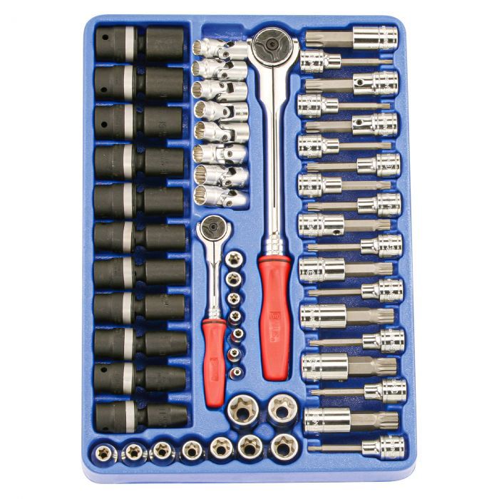 Genius MS057M - 1/4" & 1/2" Dr. Swivel Socket & Bit Socket Set (57-Pcs)