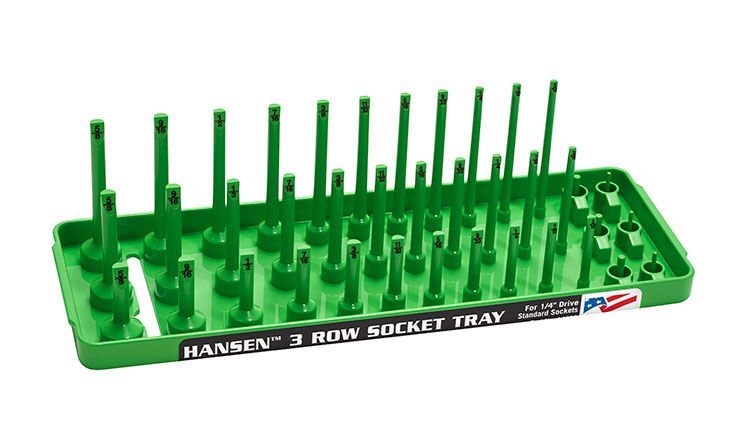 Hansen Global 14033 - 1/4″ Drive Standard Regular, Semi-Deep, Deep Socket Holder Green