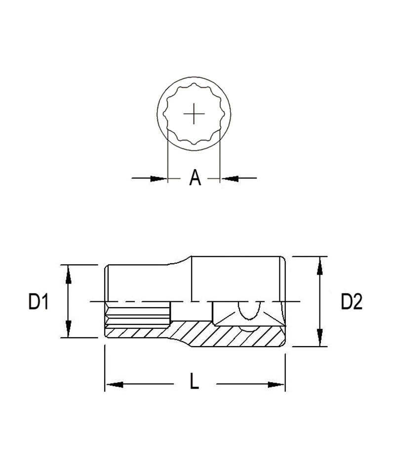 1/4"DR.1/4"12 POINT HAND SOCK.