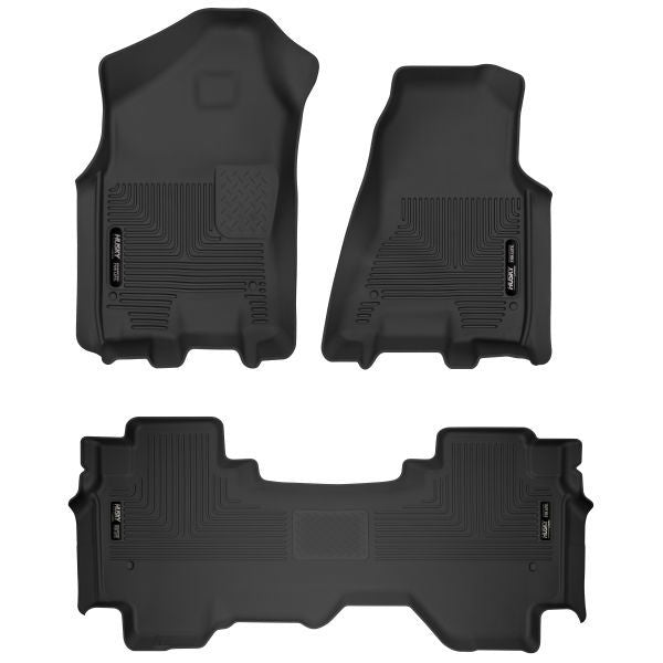 Husky Liners® • 53698 • X-Act Contour • Floor Liners • Black • Front & 2nd row • Ram 1500 19-22