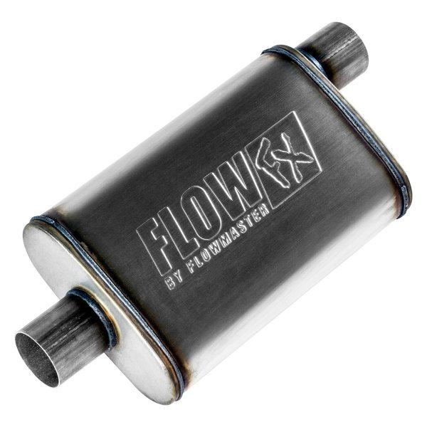 Flowmaster 71226 - FlowFX 409 SS Oval Gray Exhaust Muffler (2.5" Offset ID, 2.5" Center OD, 14" Length)