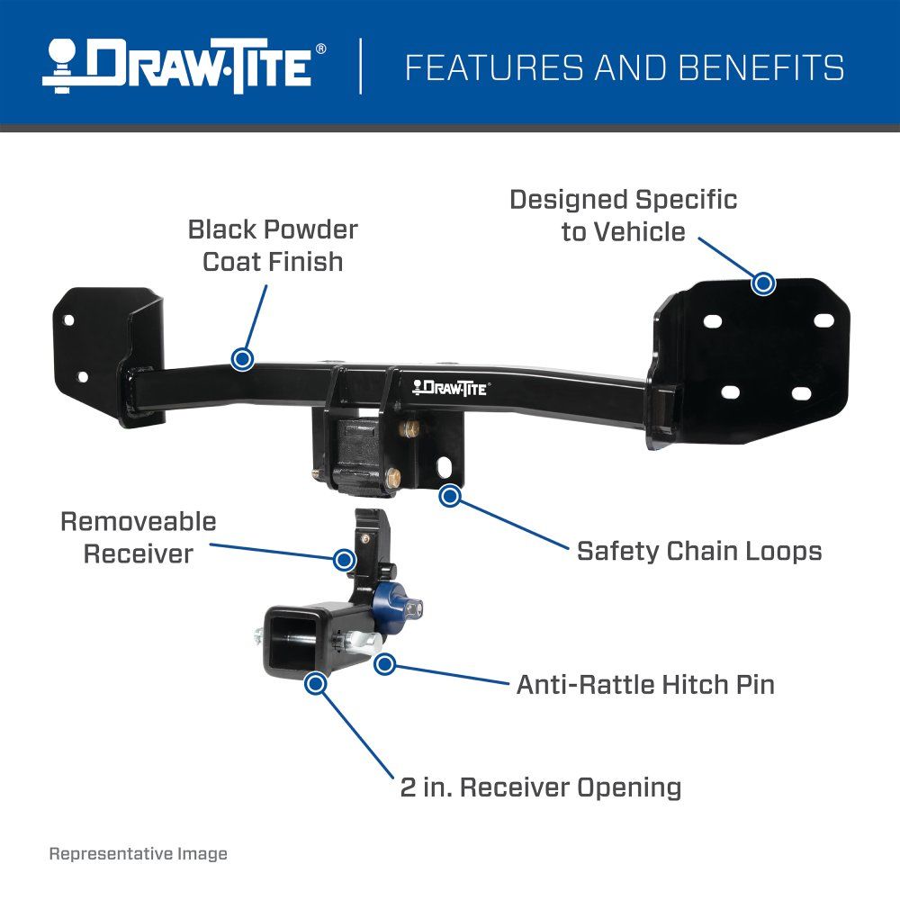 Draw Tite® • 76924 • Hidden Hitch® • Trailer Hitch Class III • Class III 2" (350 Lbs lbs GTW/3500 Lbs lbs TW) • Cadillac XT5 17-22