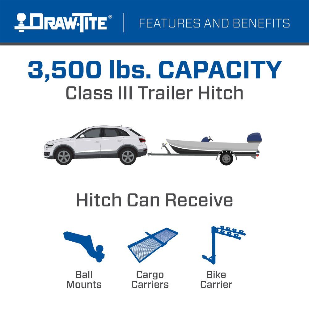 Draw Tite® • 76924 • Hidden Hitch® • Trailer Hitch Class III • Class III 2" (350 Lbs lbs GTW/3500 Lbs lbs TW) • Cadillac XT5 17-22