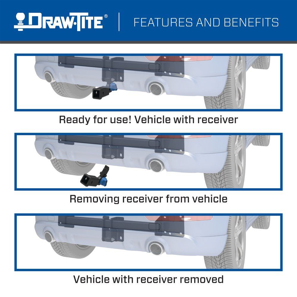 Draw Tite® • 76924 • Hidden Hitch® • Trailer Hitch Class III • Class III 2" (350 Lbs lbs GTW/3500 Lbs lbs TW) • Cadillac XT5 17-22