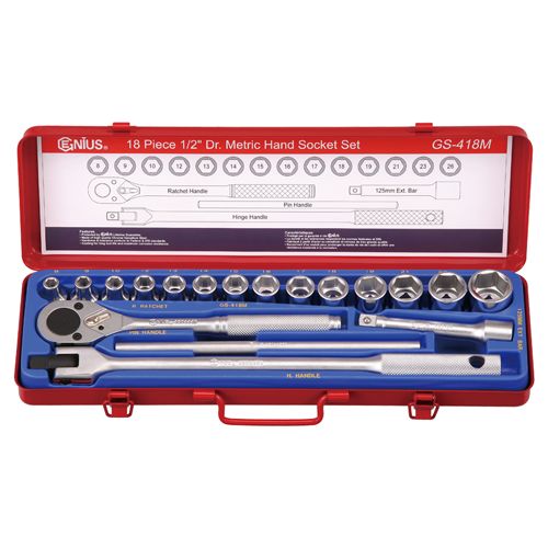 18PC 1/2"DR. HAND SOCKET SET