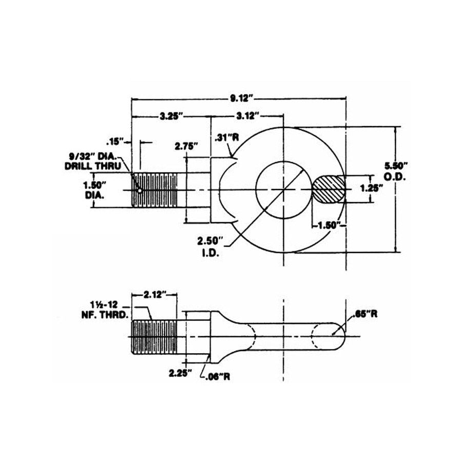 Buyers 7.5-Ton Forged Alloy Steel Drawbar with Nut and 2.5"