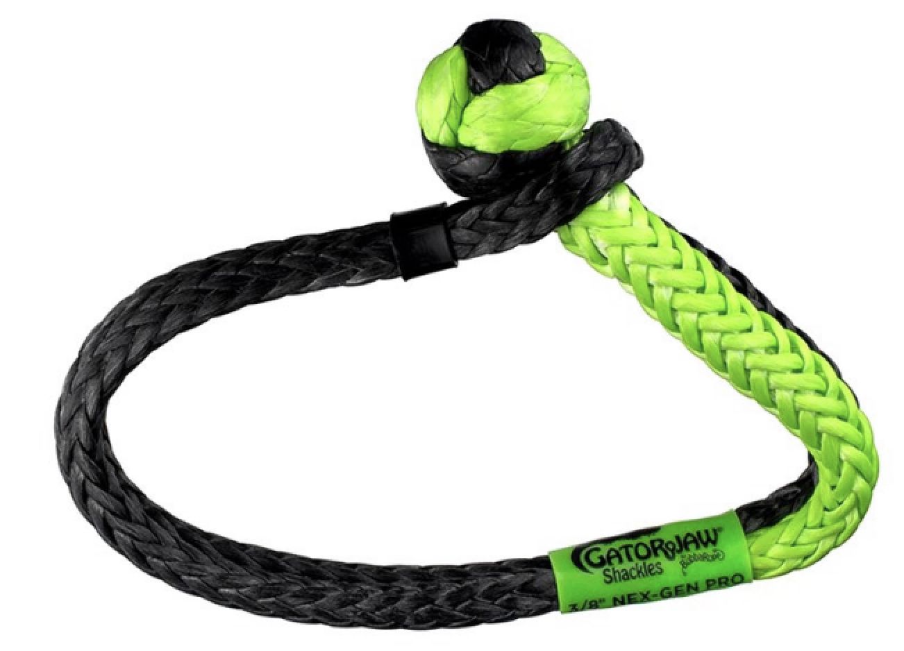Bubba Rope 176746NGGB - 3/8" NexGen PRO Gator-Jaw Series Synthetic Soft Shackle with Green/Black Eyes