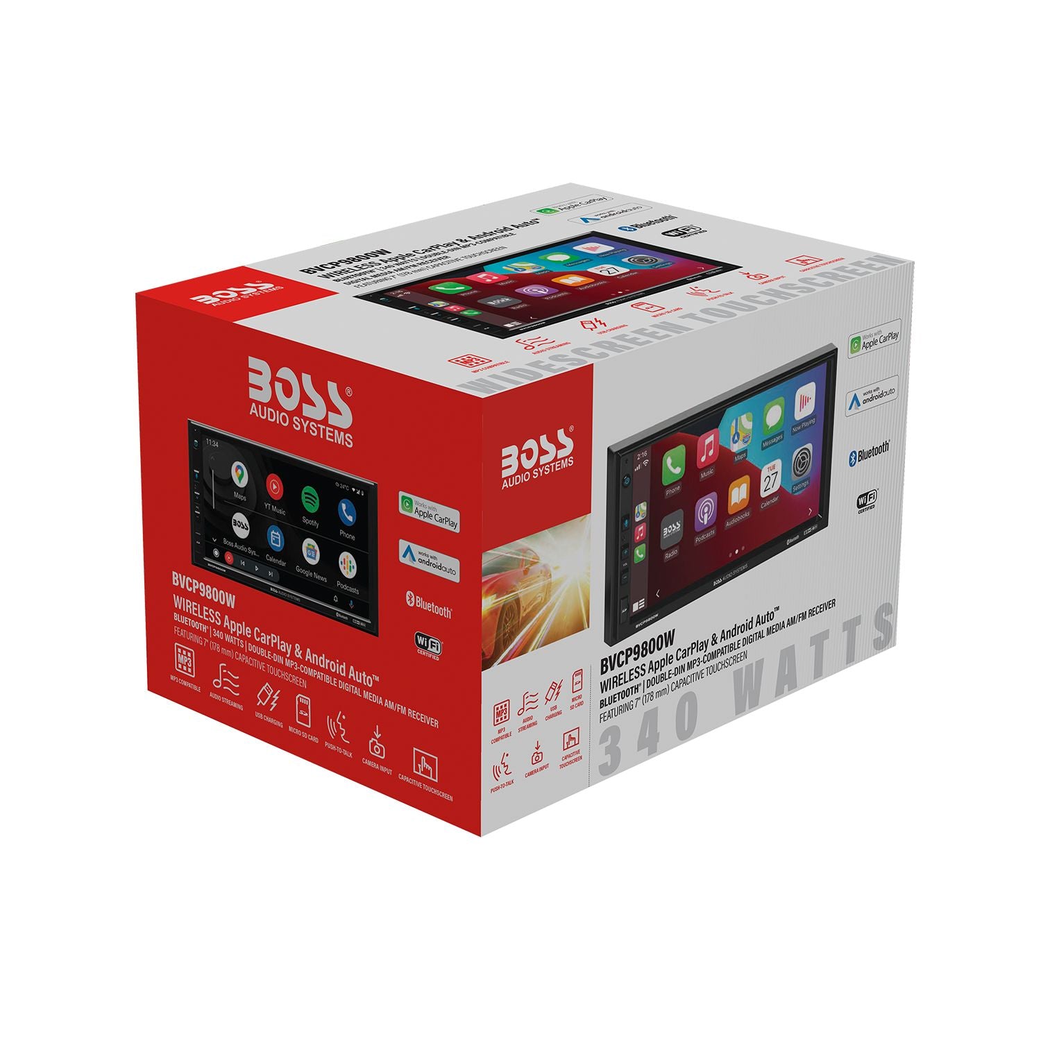 BOSS BVCP9800W - Double-DIN Apple Carplay & Android Auto 7" Touchscreen BT