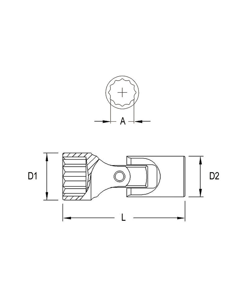 Genius 355612 - 3/8" Dr. 12mm Universal Hand Socket (12-Point)