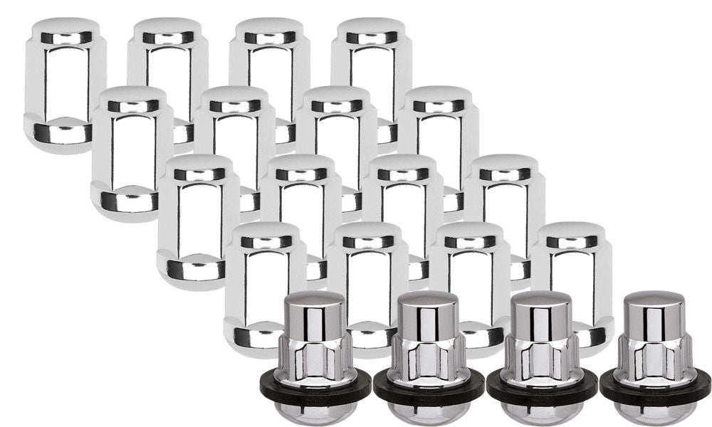 Ceco CD1707SB-5LLK - (20) Chrome Bulge Acorn Radius OEM Acura/Honda Style Nut 12X1.5 35mm 19mm Hex (16 + 4 LOCKS)