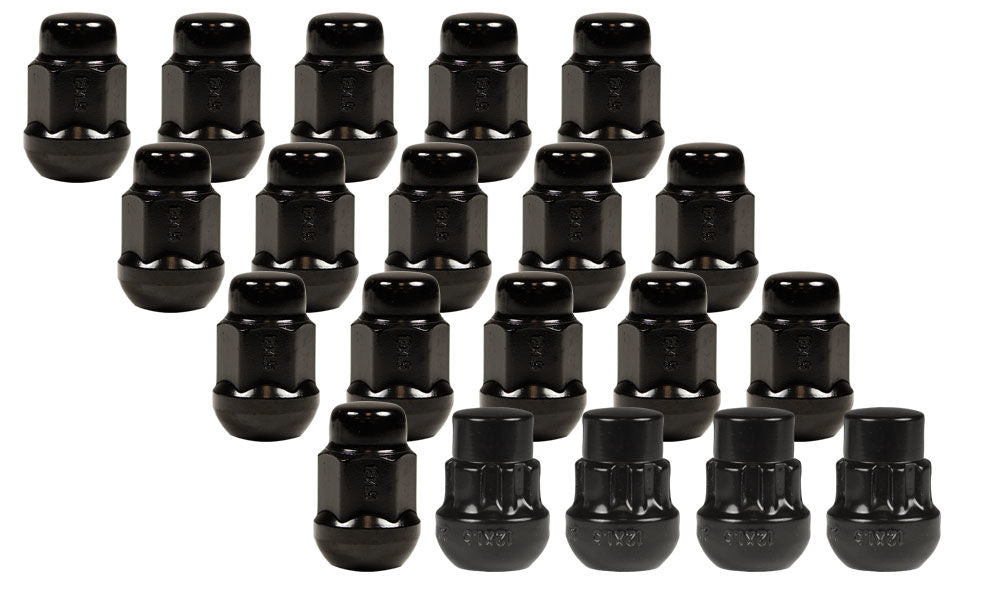 Ceco CD1707SBBK-5LLK - (20) Black Bulge Acorn Radius OEM Acura/Honda Style Nut 12X1.5 35mm 19mm Hex(16 + 4 LOCKS)