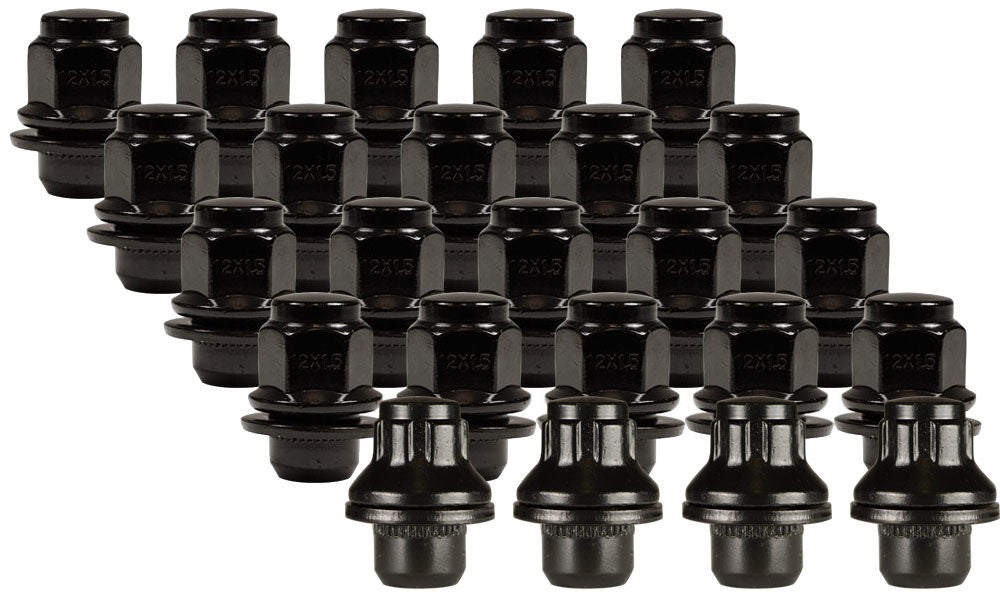 Ceco CD5307BK-6LLK - (20) BLACK OEM TOYOTA SHANK NUTS 12X1.5 37mm H 21mm HEX + LOCK