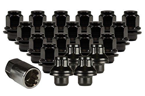 Ceco CD5309DLBK-5LLK - (20) Black Toyota OEM Style Shank Lug Nuts 14X1.5 46mm 22mm HEX + LOCK