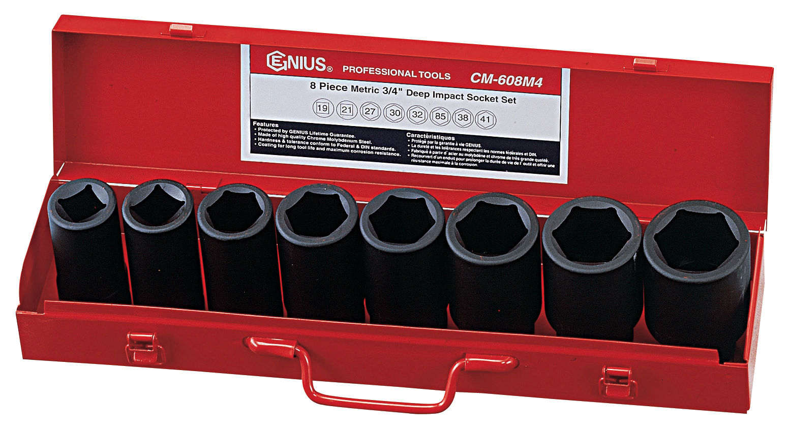 Genius Tools CM-608S - 8PC  3/4" DR.SAE - Impact Socket Set