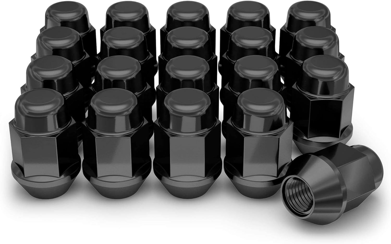 Ceco CD1707SBK-5 - (20) Black Bulge Acorn 2-PC Lug Nuts 12x1.50 35mm 19mm Hex