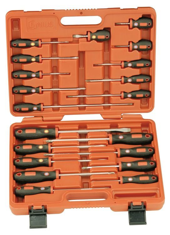 Genius TR-520PZ - 20 Piece Slotted, Philips & Posidriv Combination Screwdriver Set