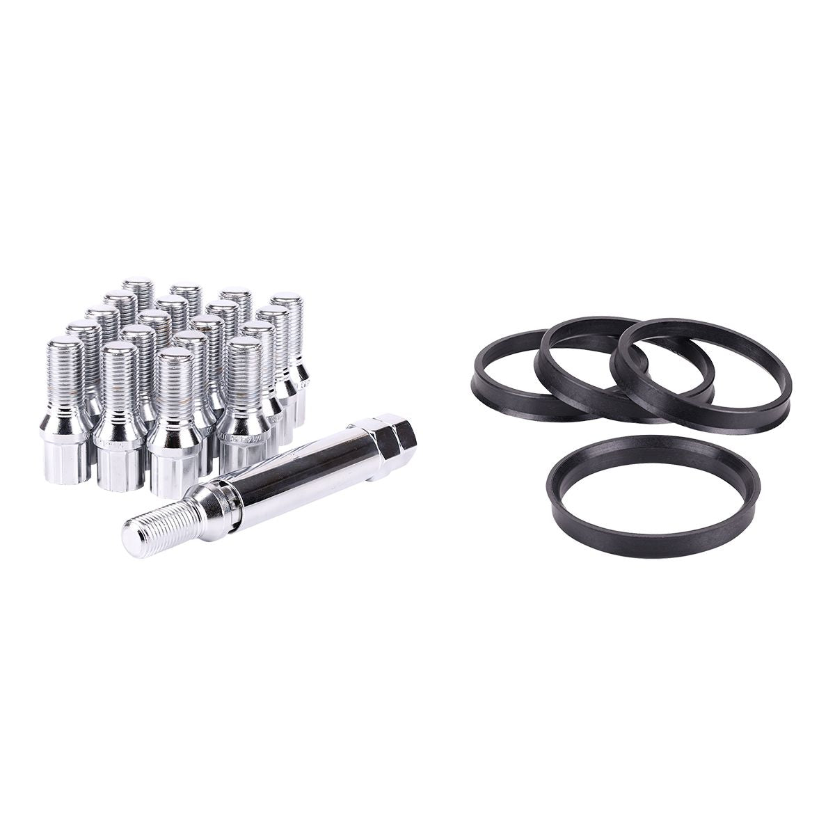 RTX® • KIT-352 • Complete Wheel Kits • Spline Drive Lug Bolts | Hub Rings | Key • Chrome • Conical • 12M X 1.5