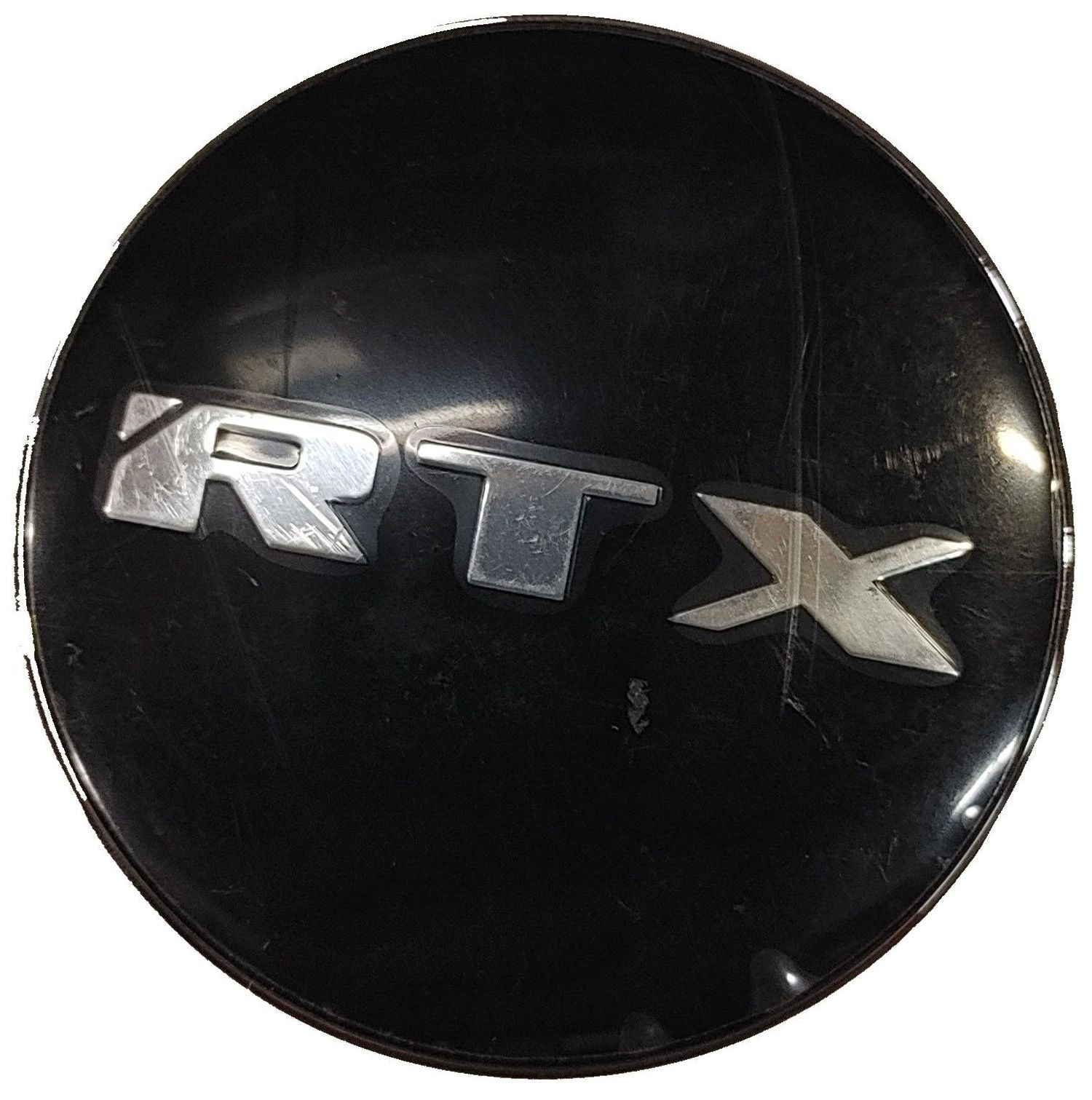 RTX LOGO37M - Logo Sticker for Center Cap Maxlyne RTX Chrome & Black Background