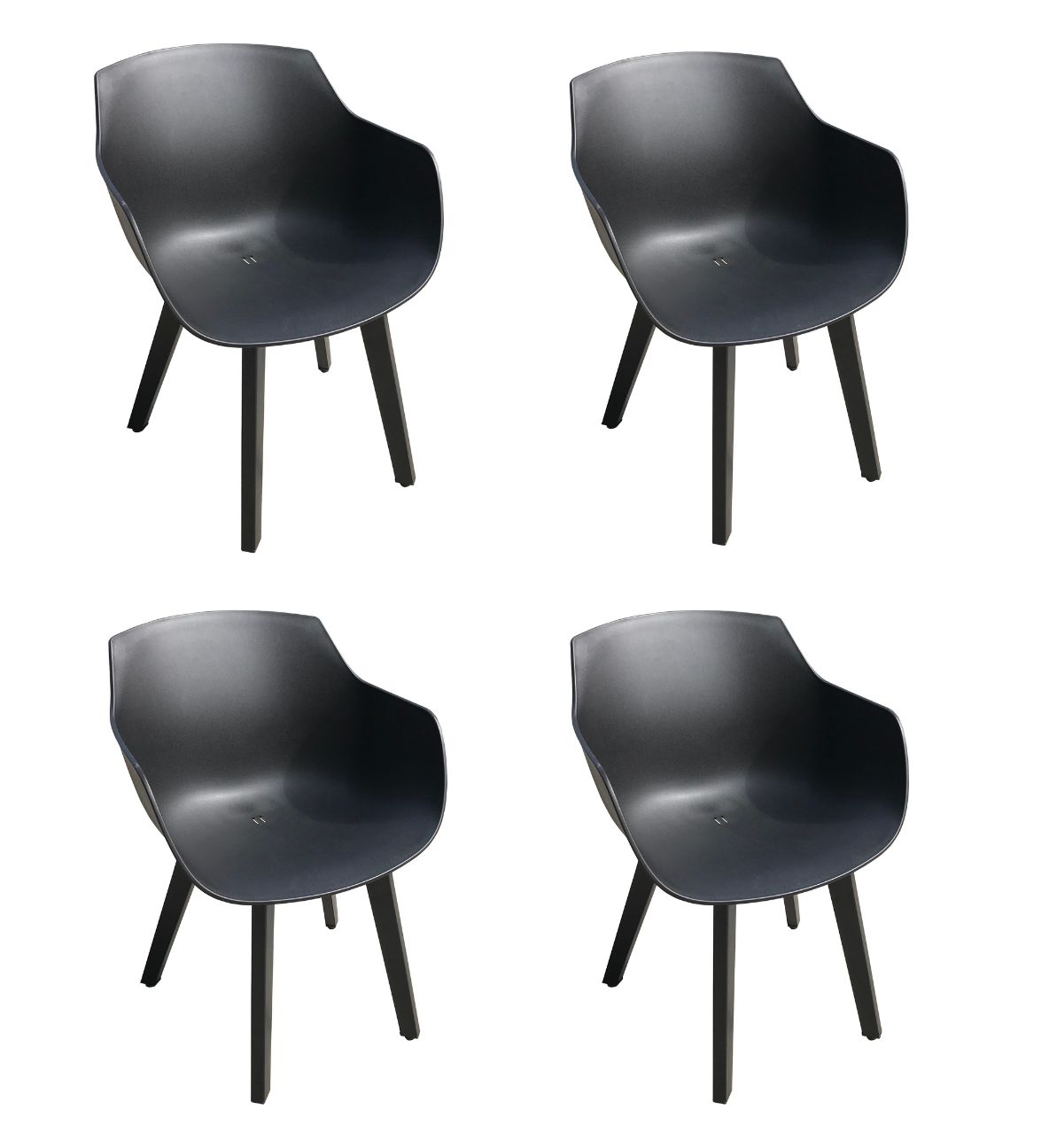 PatioZone Molded Plastic Armchair with Aluminum Frame (MOSS-0001N) - Black