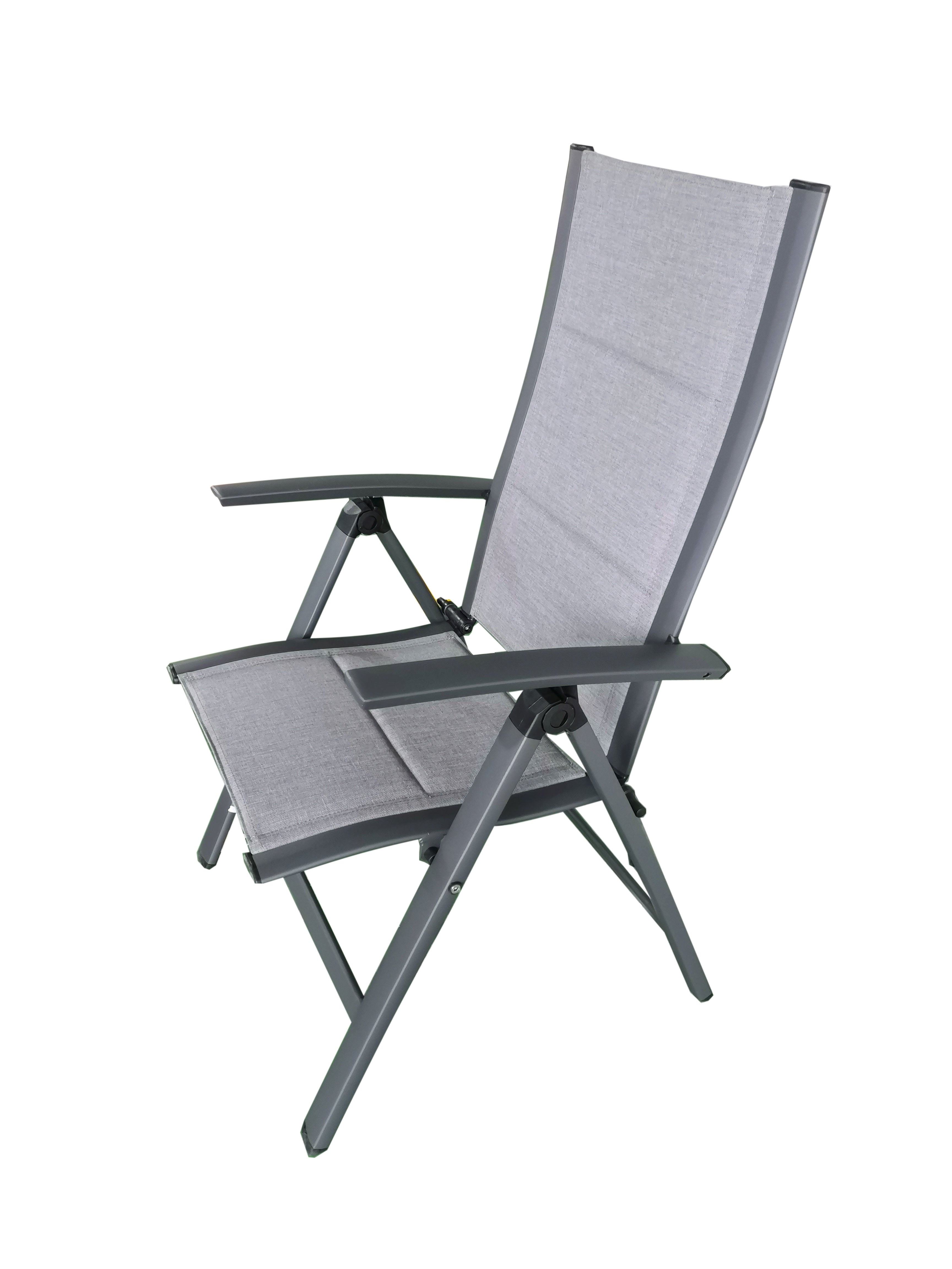 PatioZone Reclining Armchair with Quick-Dry Textilene and Aluminum Frame (MOSS-0438GM) - Charcoal / Grey