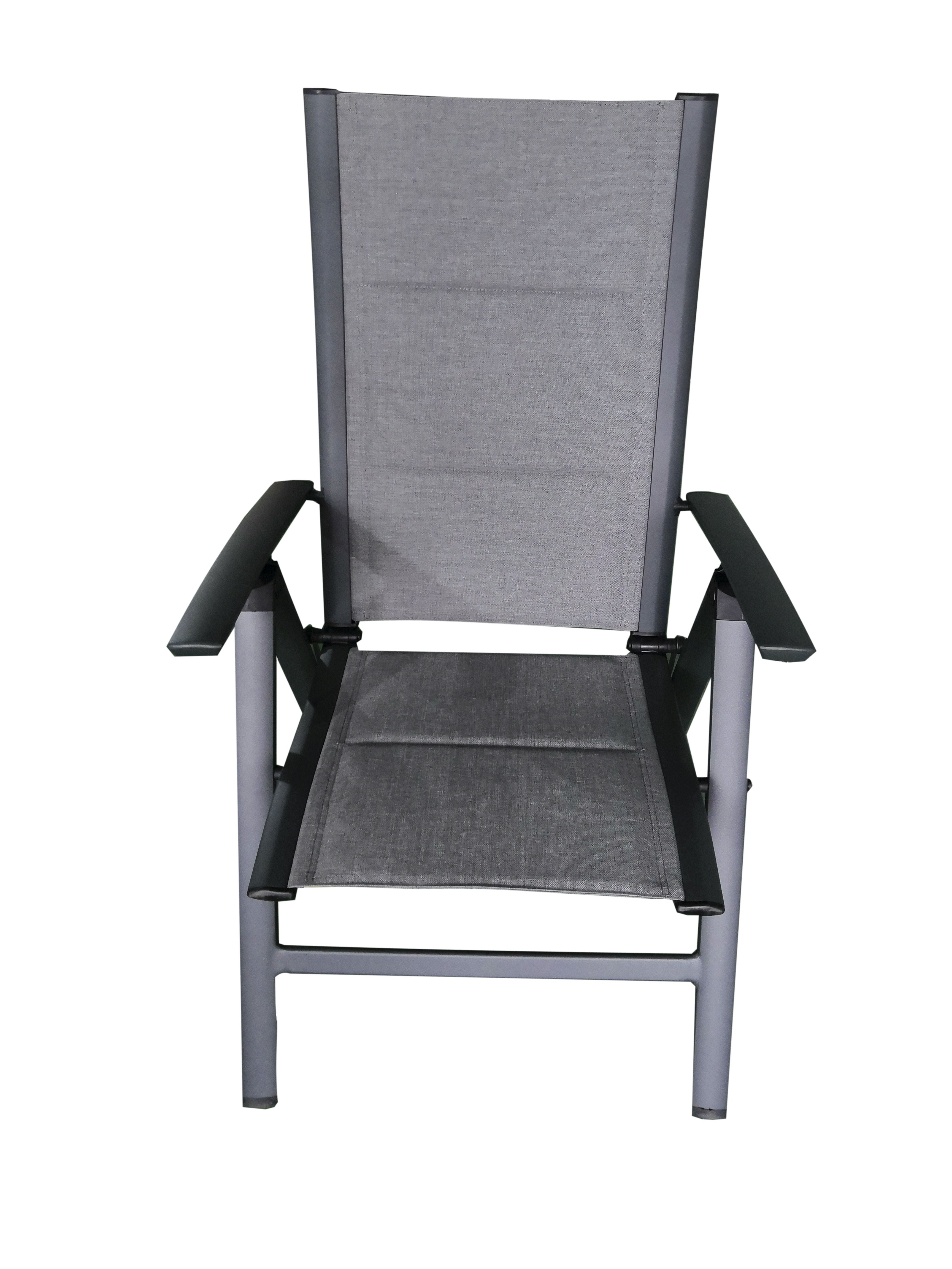 PatioZone Reclining Armchair with Quick-Dry Textilene and Aluminum Frame (MOSS-0438GM) - Charcoal / Grey