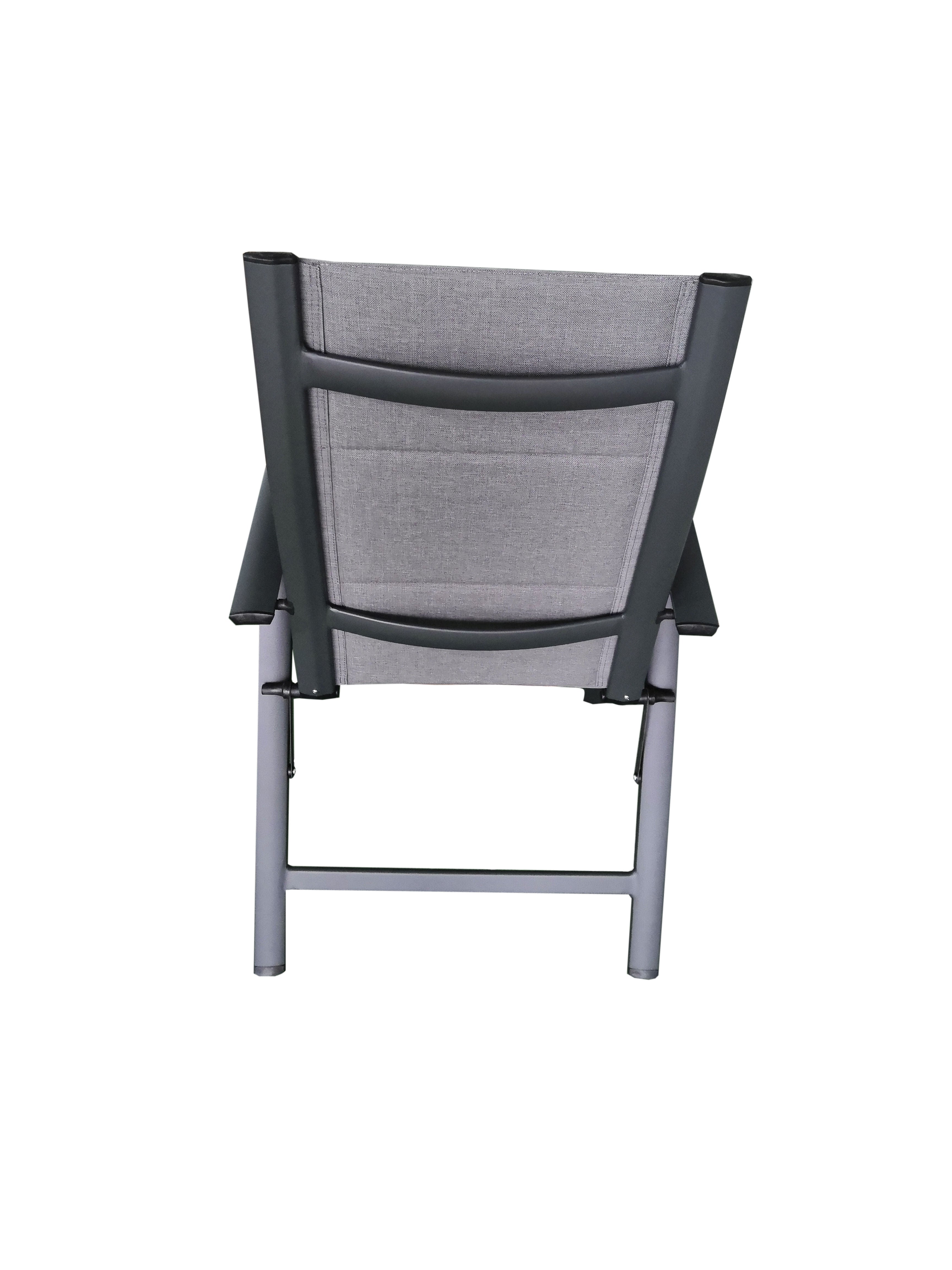 PatioZone Reclining Armchair with Quick-Dry Textilene and Aluminum Frame (MOSS-0438GM) - Charcoal / Grey