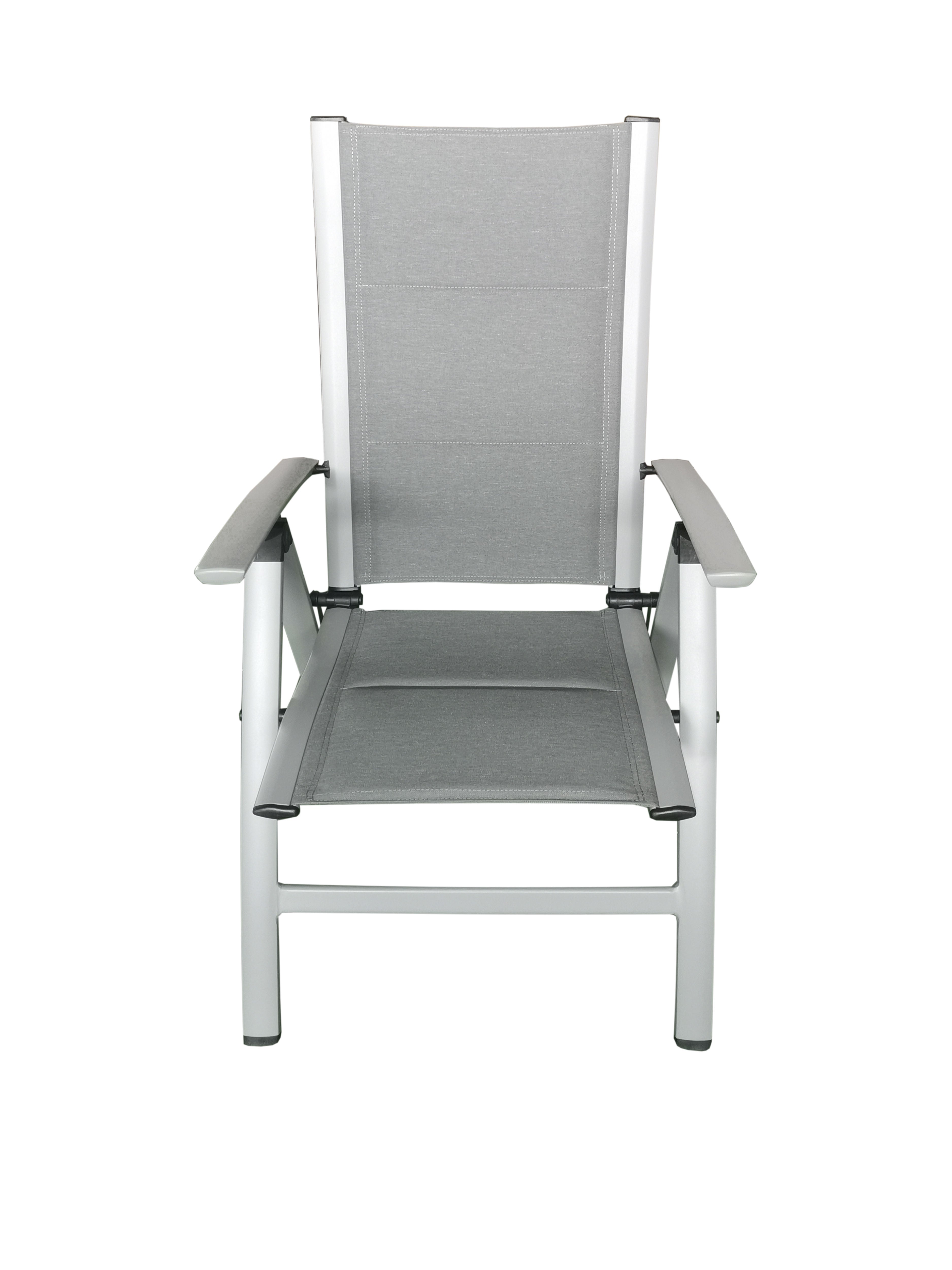 PatioZone Reclining Armchair with Quick-Dry Textilene and Aluminum Frame (MOSS-0438GPM) - Light Grey / Grey