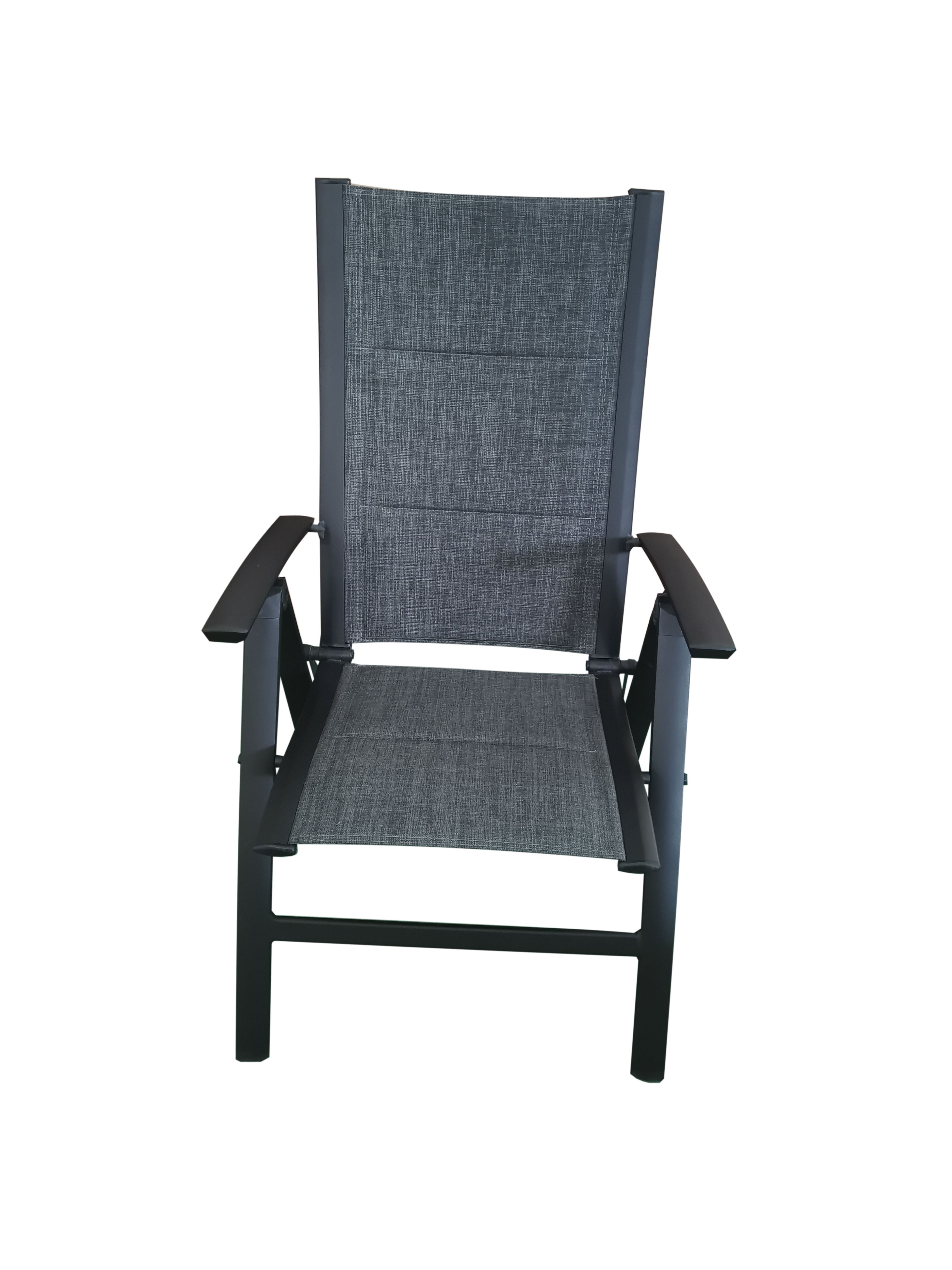 PatioZone Reclining Armchair with Quick-Dry Textilene and Aluminum Frame (MOSS-0438NC) - Black / Charcoal