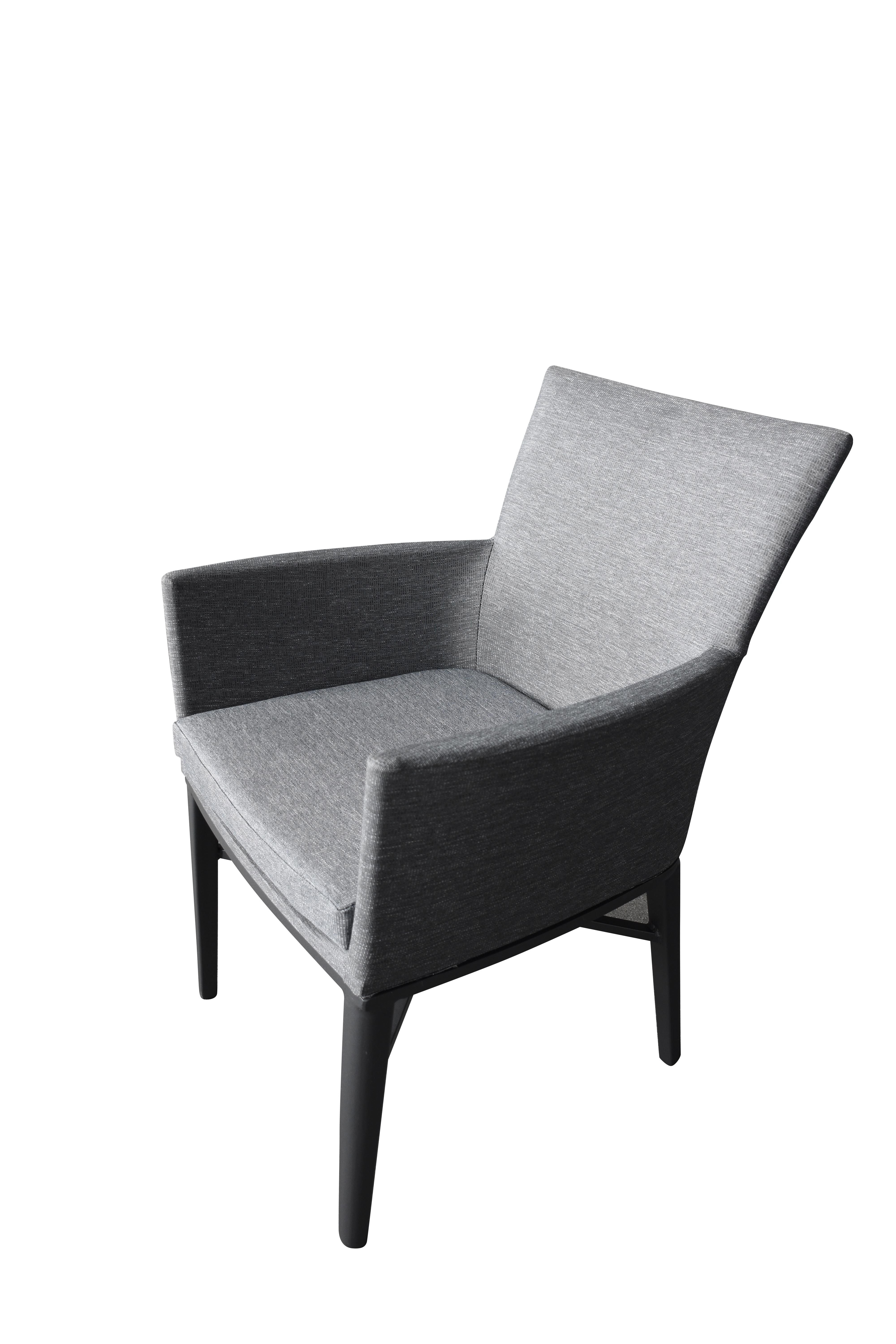 PatioZone Armchair with Quick-Dry Padded Textilene/Olefin Cushion and Aluminum Frame (MOSS-0818NC) - Black / Heather Grey