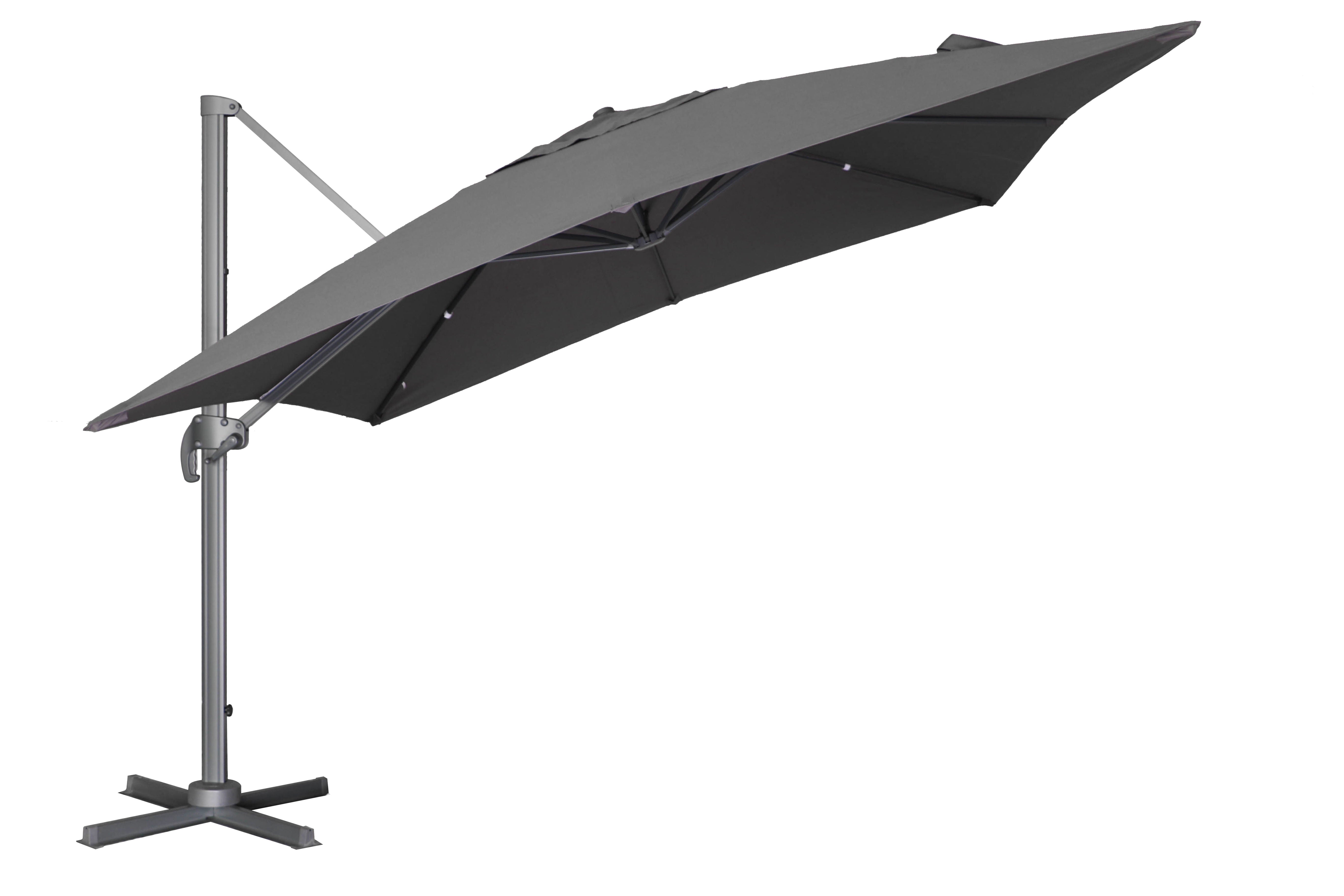 PatioZone 11' Tilting Rotating Luxury Offset Umbrella (Cover Incl.) in UV-Protected Polyester (MOSS-T1203C) - Charcoal