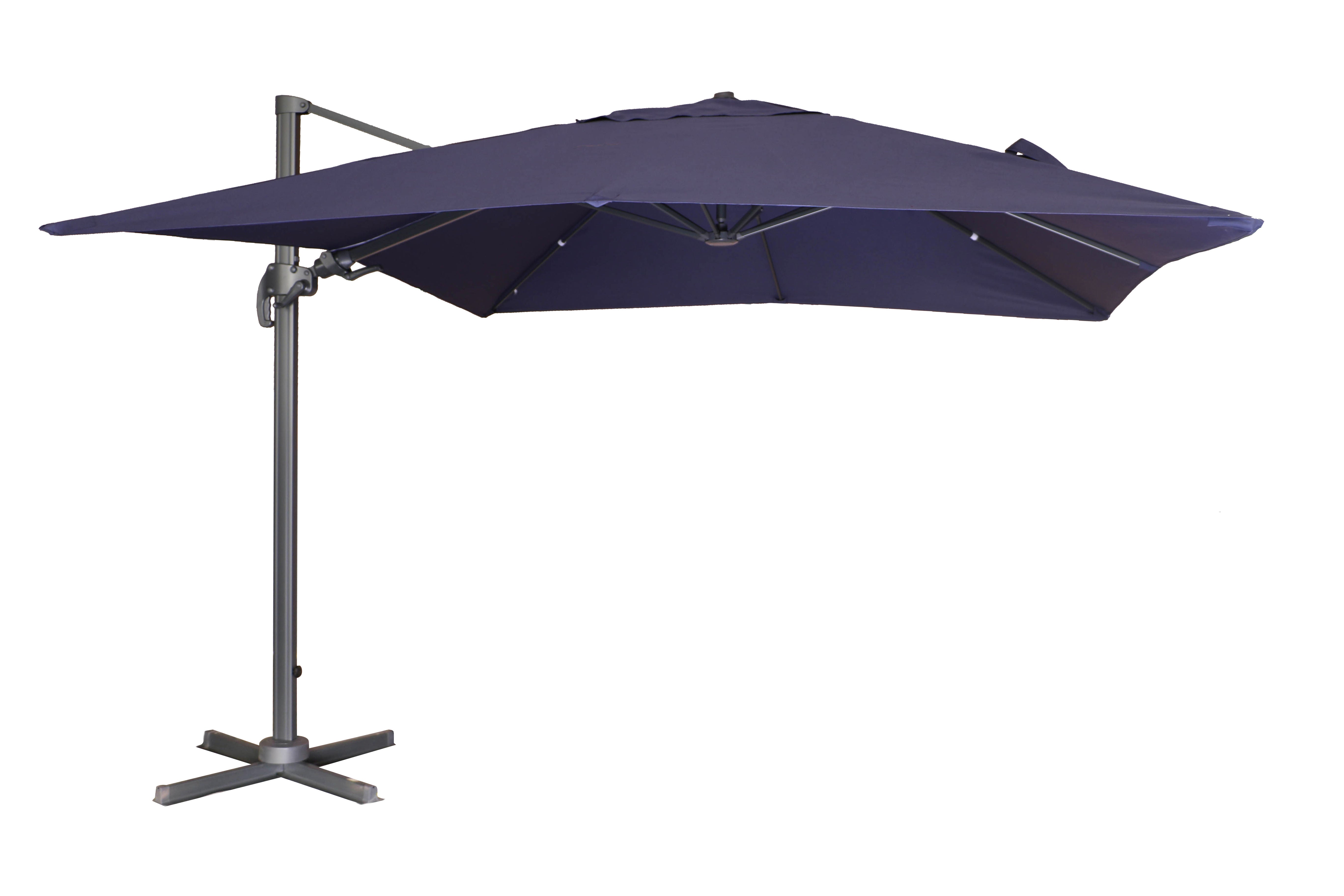 PatioZone 11' Tilting Rotating Luxury Offset Umbrella (Cover Incl.) in UV-Protected Polyester (MOSS-T1203NB) - Nautical Blue