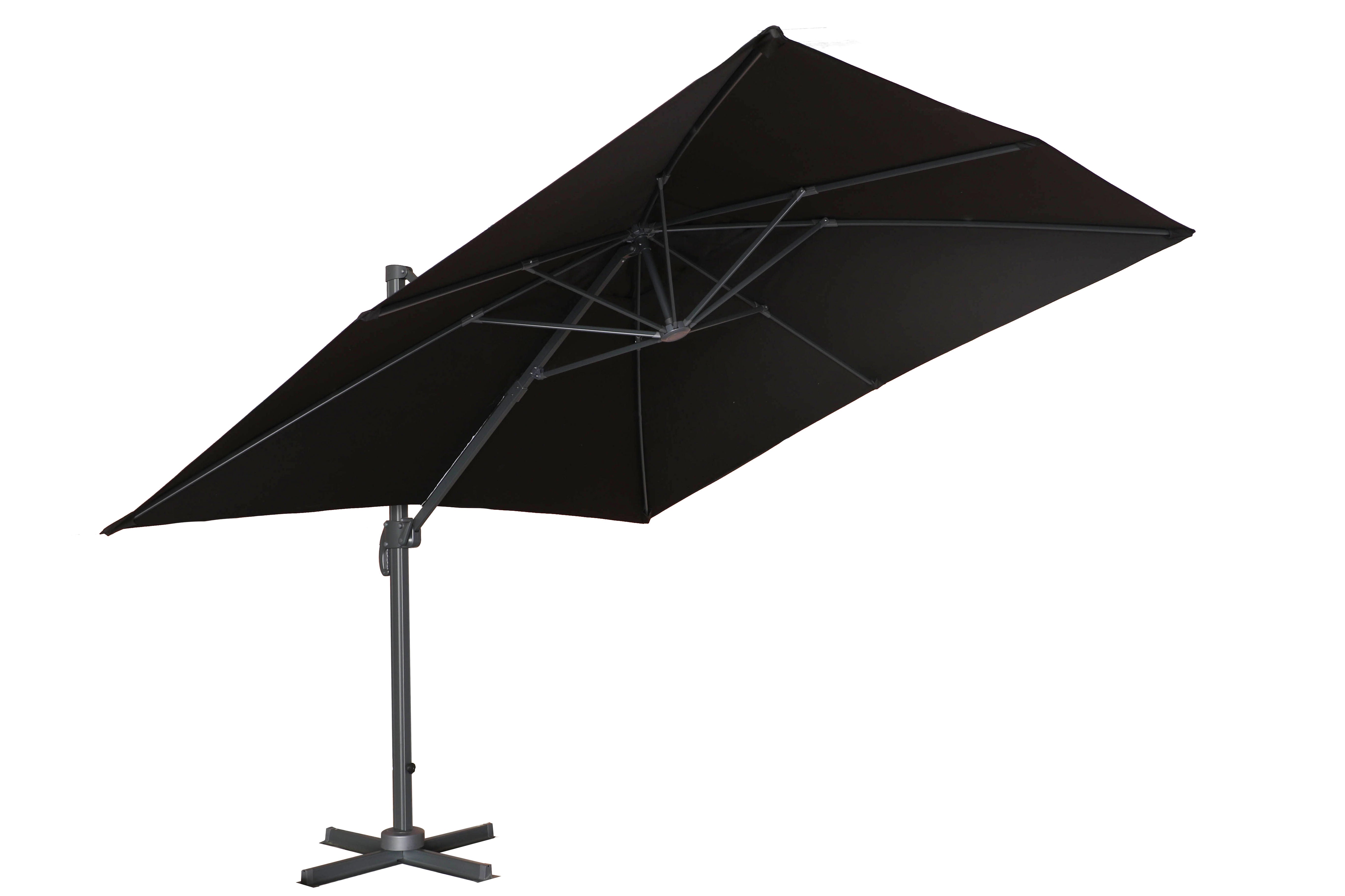 PatioZone 11' Tilting Rotating Luxury Offset Umbrella (Cover Incl.) in UV-Protected Polyester (MOSS-T1203N) - Black