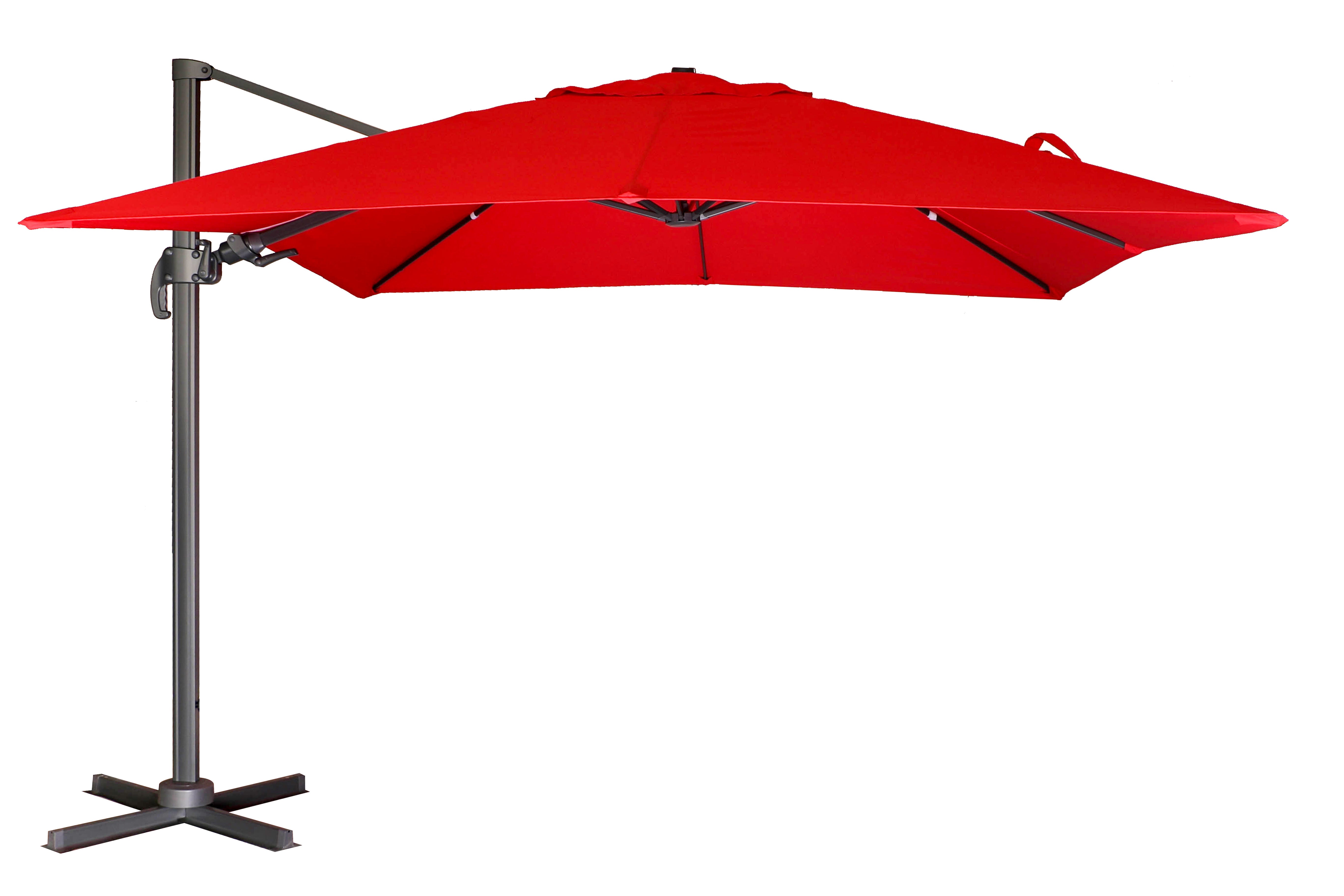 PatioZone 11' Tilting Rotating Luxury Offset Umbrella (Cover Incl.) in UV-Protected Polyester (MOSS-T1203R) - Red