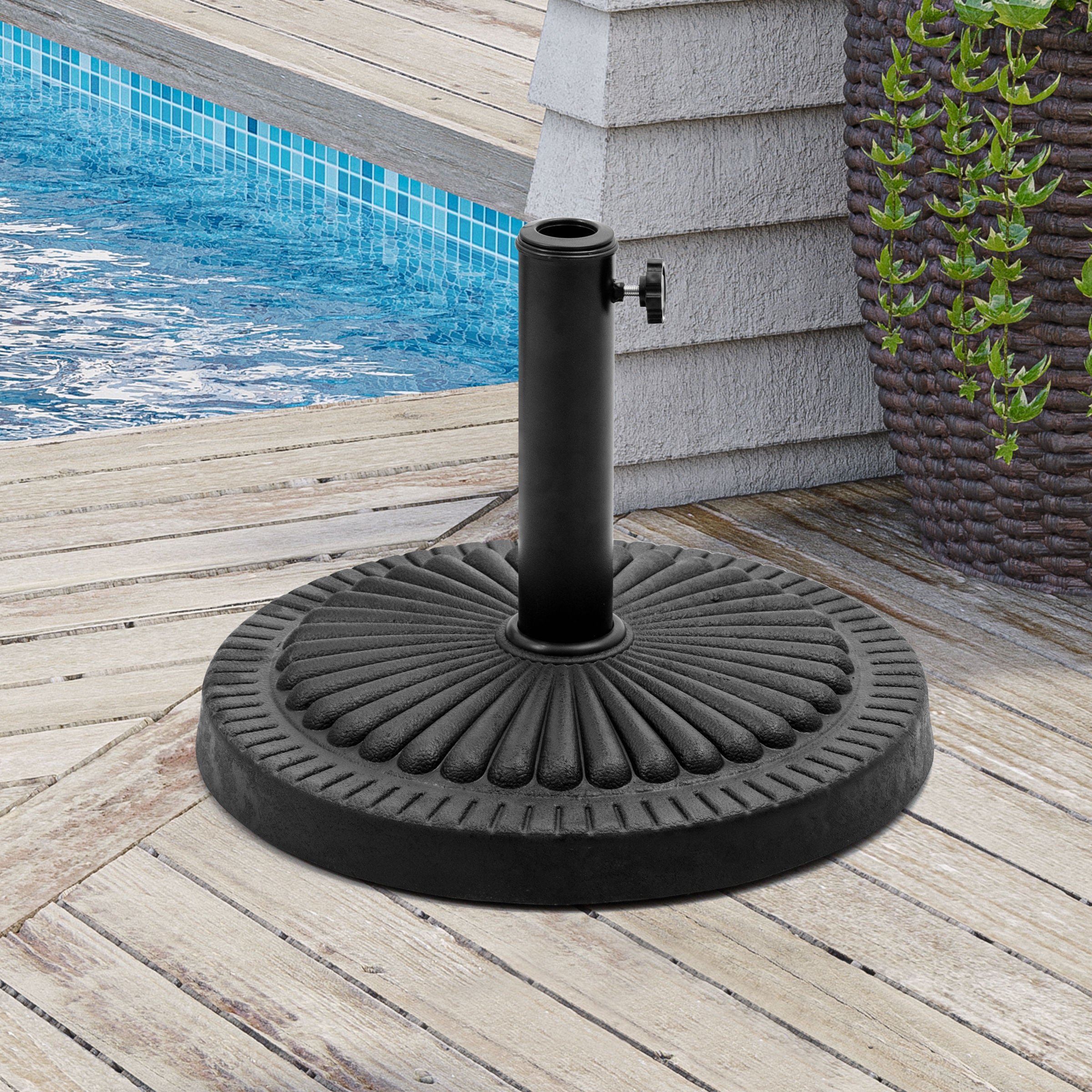 MOSS MOSS-T1205 - Market Umbrella Base in Black Resin