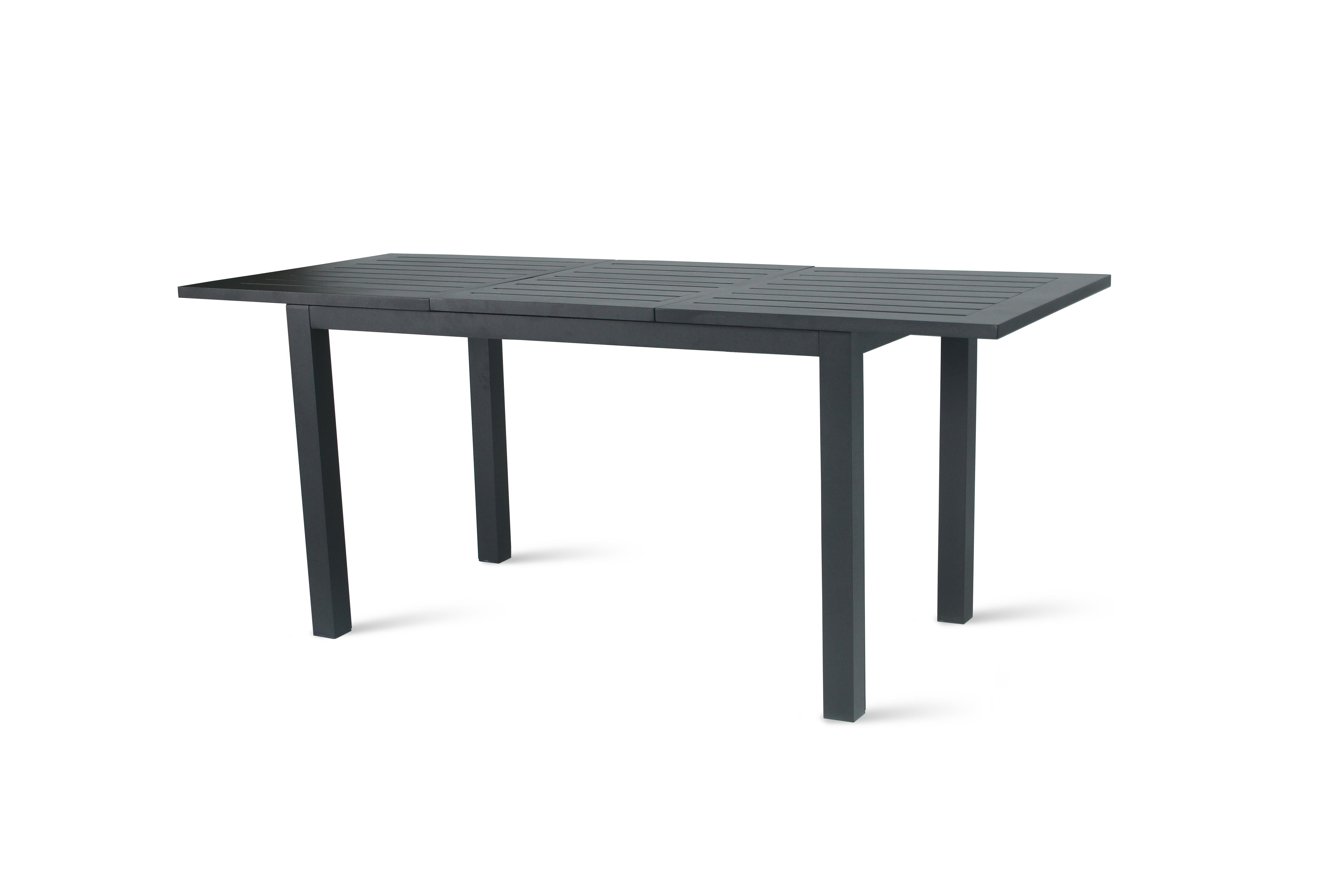 PatioZone Extendable Dining Table with Slated Tabletop (Butterfly Mechanism) Aluminum Frame (MOSS-T206C) - Matte Charcoal