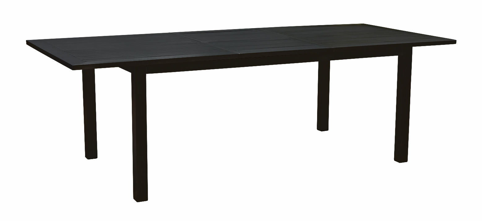 PatioZone Extendable Dining Table with Slated Tabletop (Butterfly Mechanism) Aluminum Frame (MOSS-T206N) - Matte Black