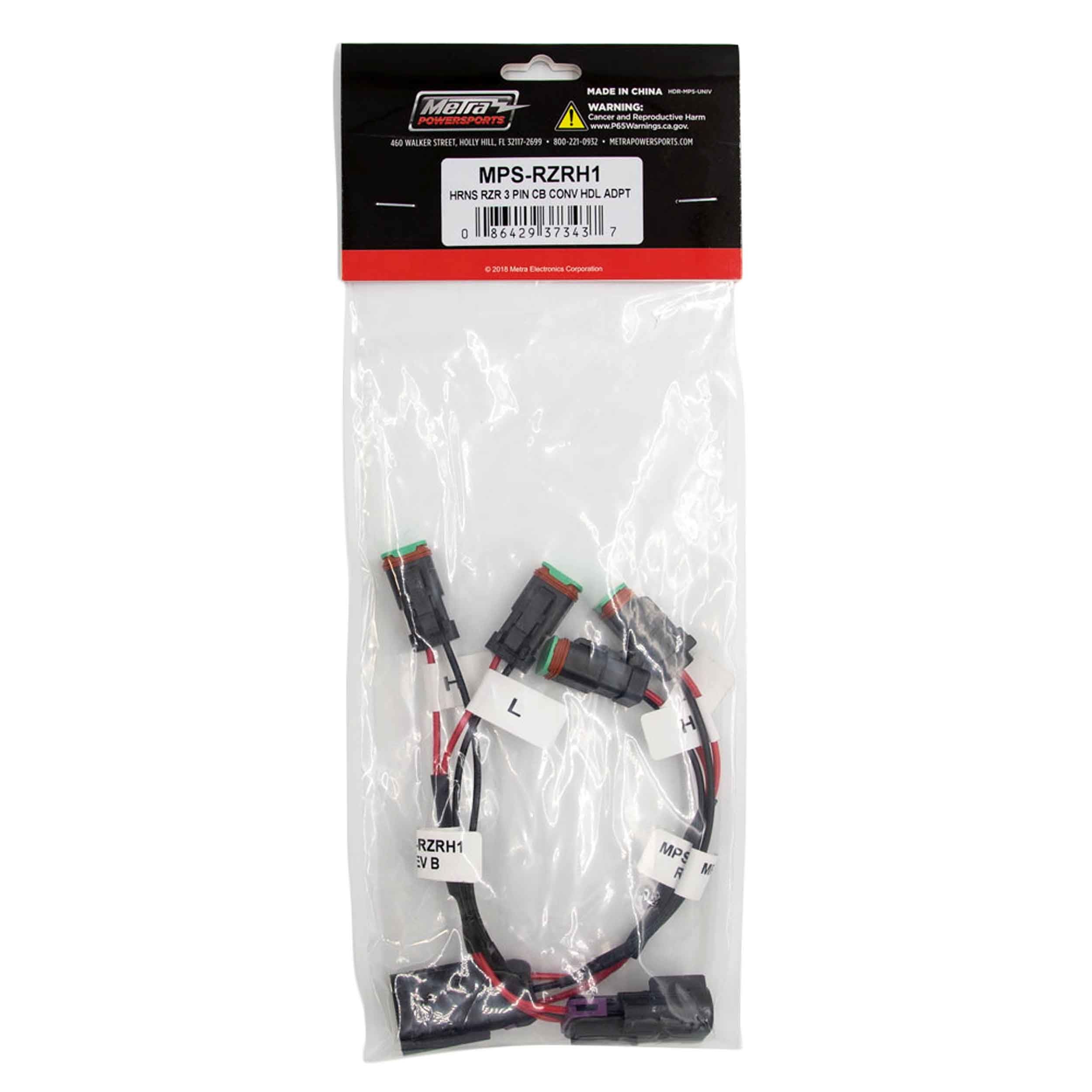 Power Sports MPS-RZRH1 - Headlight Adapter Harness with Stock Halogen Lights - Polari