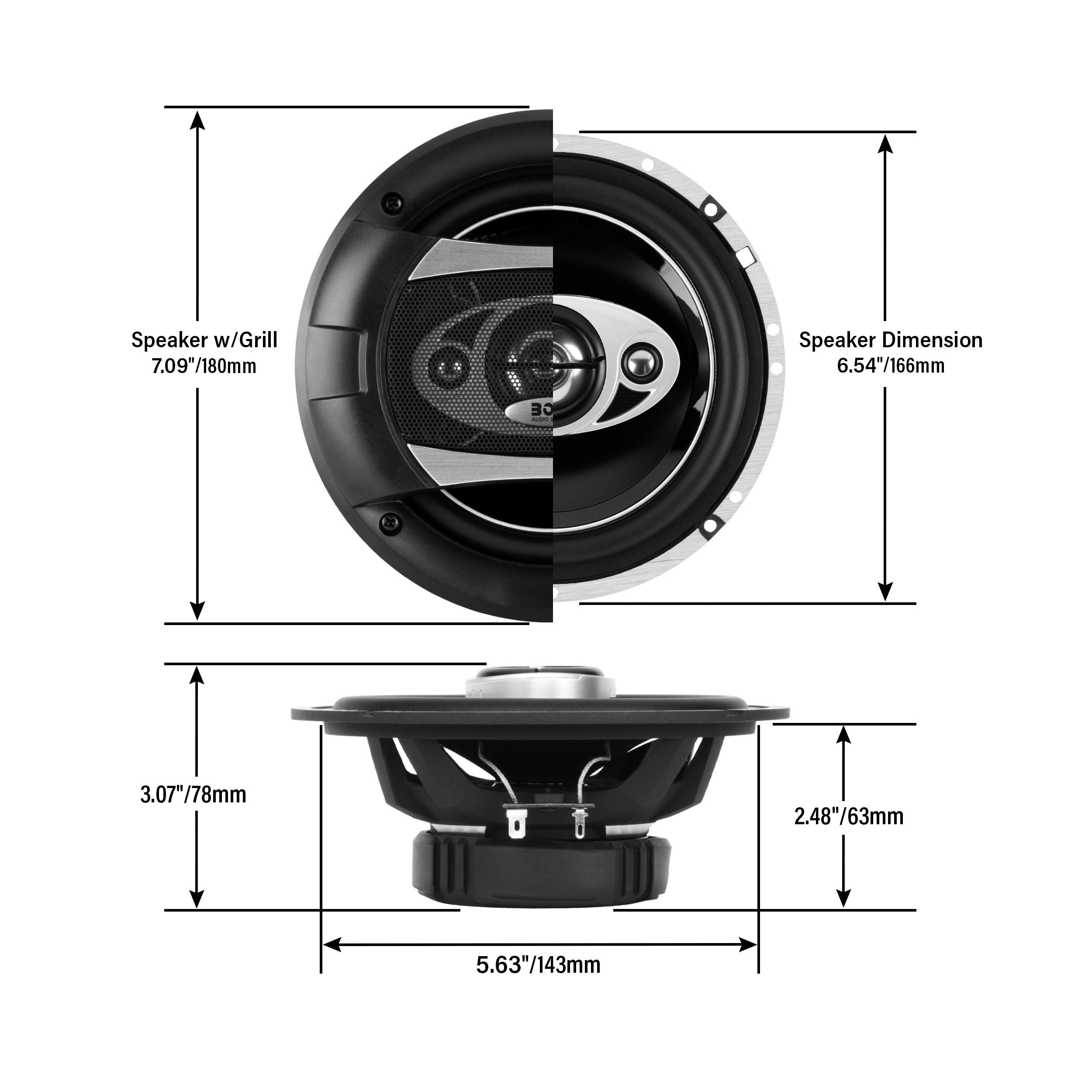 Boss P65.4C - Phantom 6.5" 4-Way 400W Full Range Speakers. (Sold in Pairs)