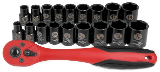 Performance Tools W38337 - Black Socket Set 3/8" Diameter SAE and Metric (19-pcs)