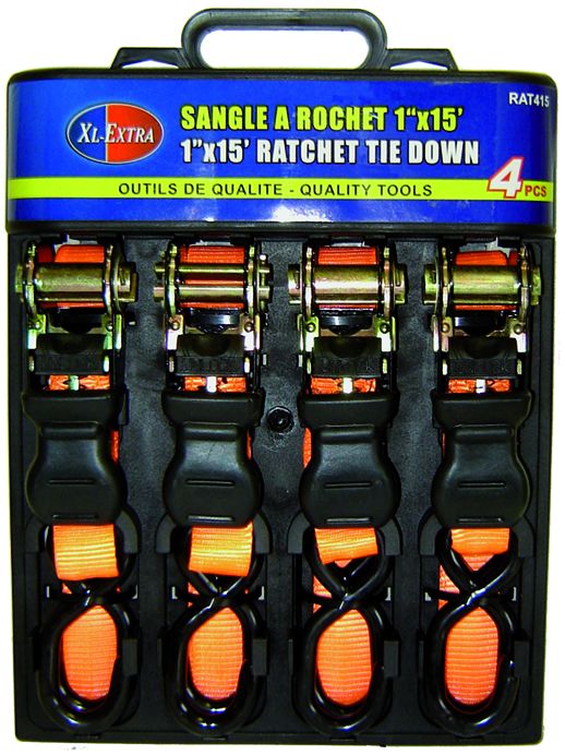 Tie Down Ratchet Set 1" X 15'-4 Pieces