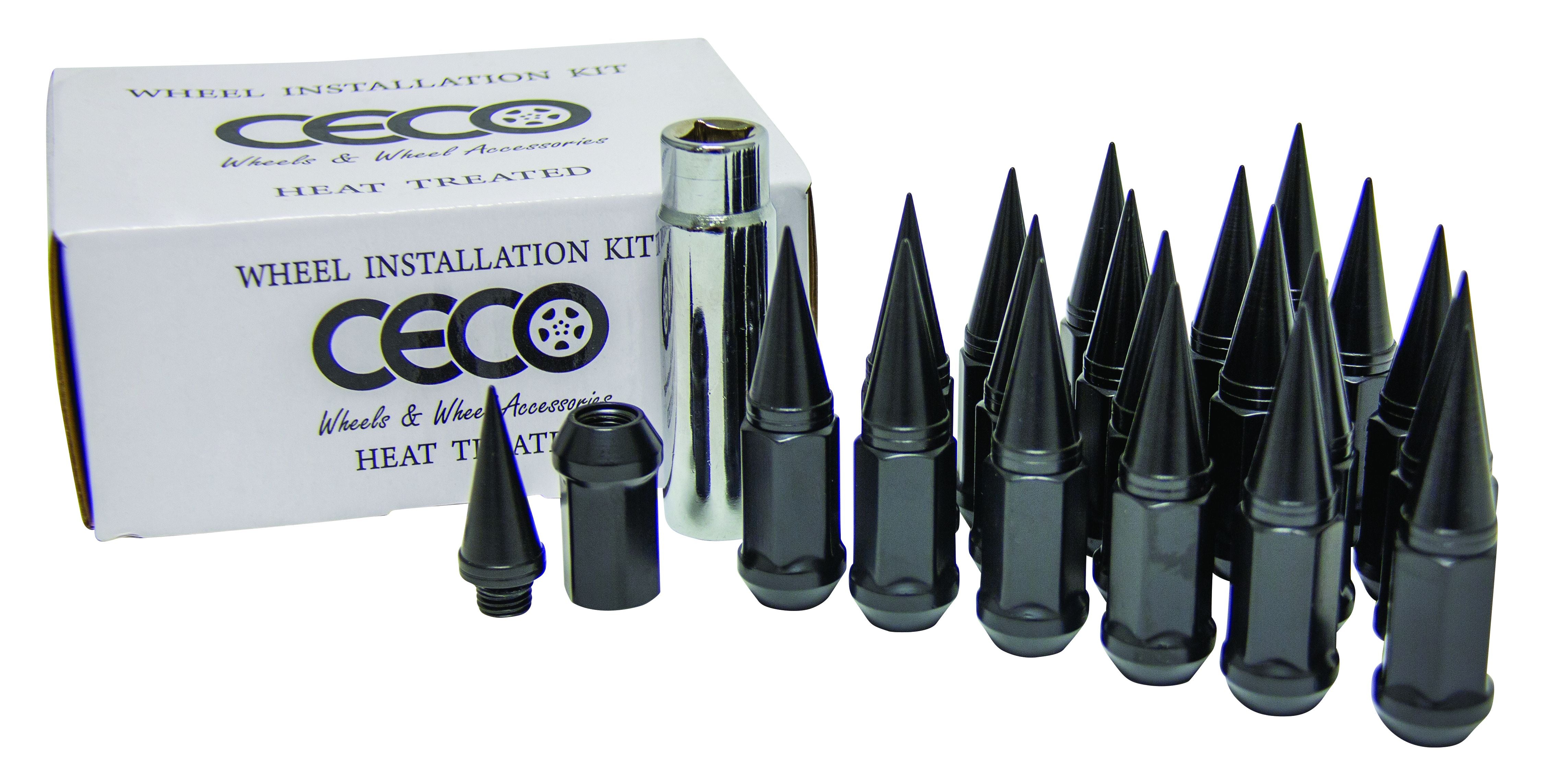 Ceco SPIKE4806-5BK - (20) BLACK SPIKE NUT 2PC W/LOCK 12X1.25 82mm Lenght 19mm Hex