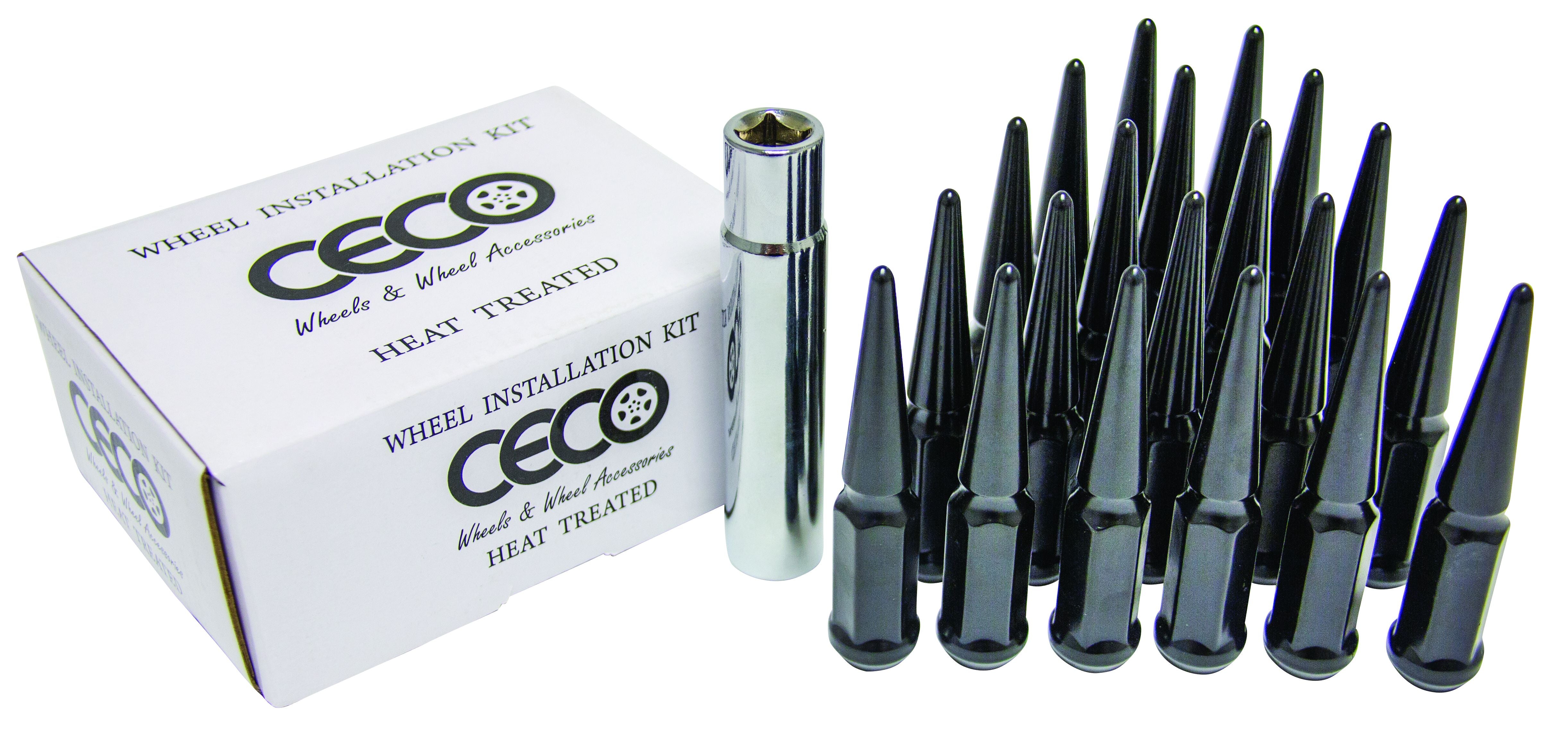 Ceco SPIKE5809-6BK - (24) BLACK SPIKE NUT 1PC W/LOCK 14X1.50 112mm Lenght 19mm Hex