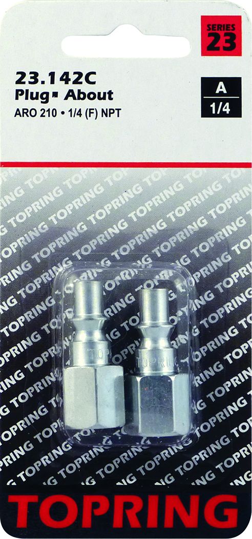 Topring 23-142C - ARO 210 Plug 1/4" ARO 210 Zinc Plated Steel, sold in pack of 2 (Carded)