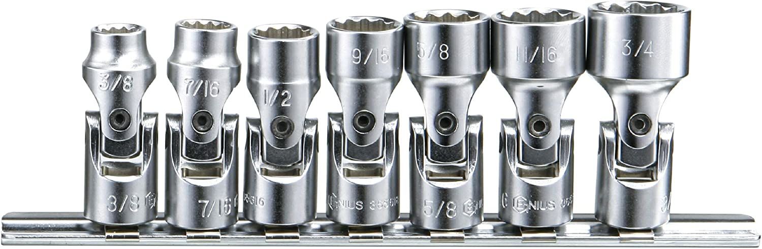 Genius US-307S - 7PC 3/8" Dr. SAE Universal Hand Socket Set (12-Point)