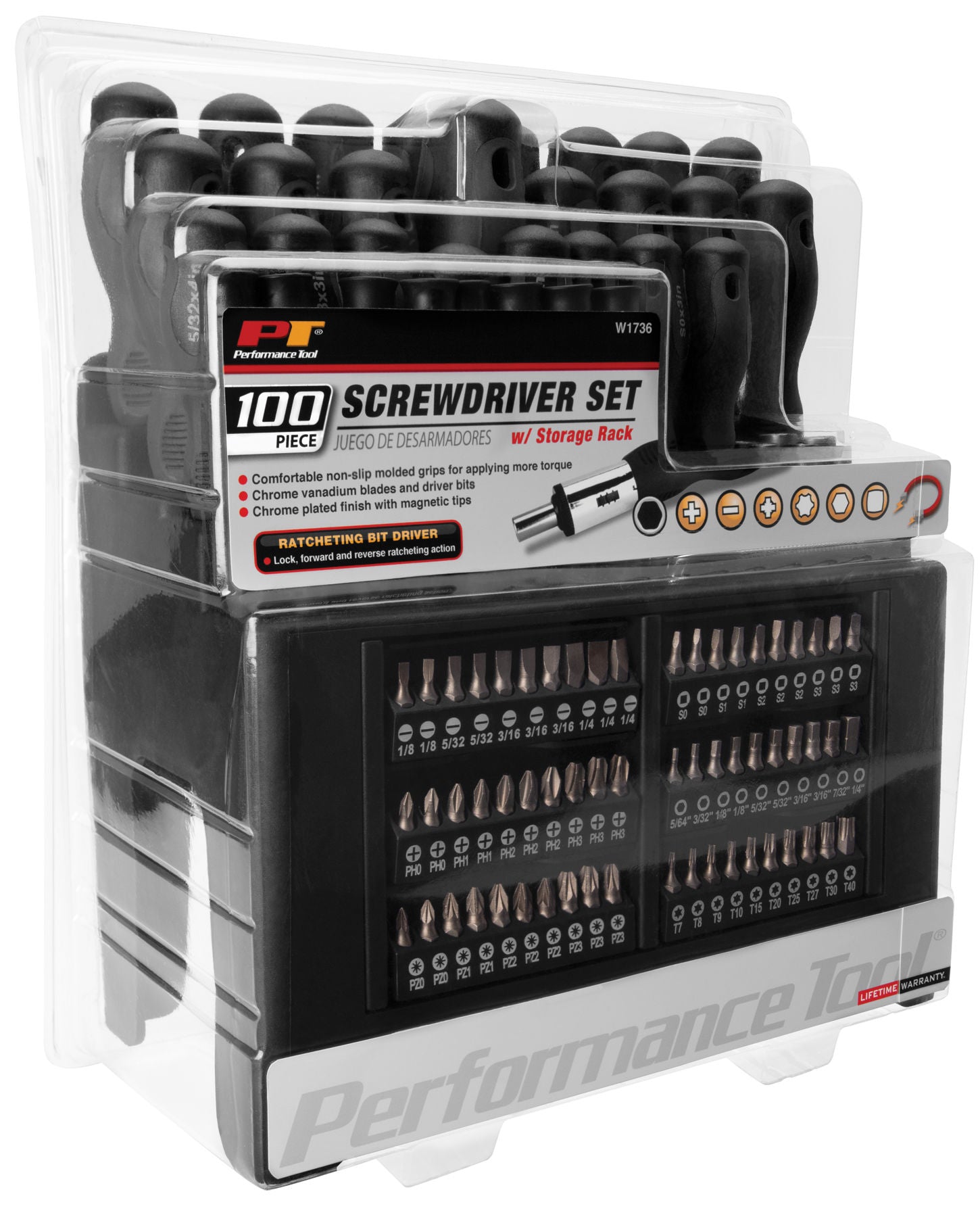 Performance Tools W1736 - 100 pcs Screwdriver Set