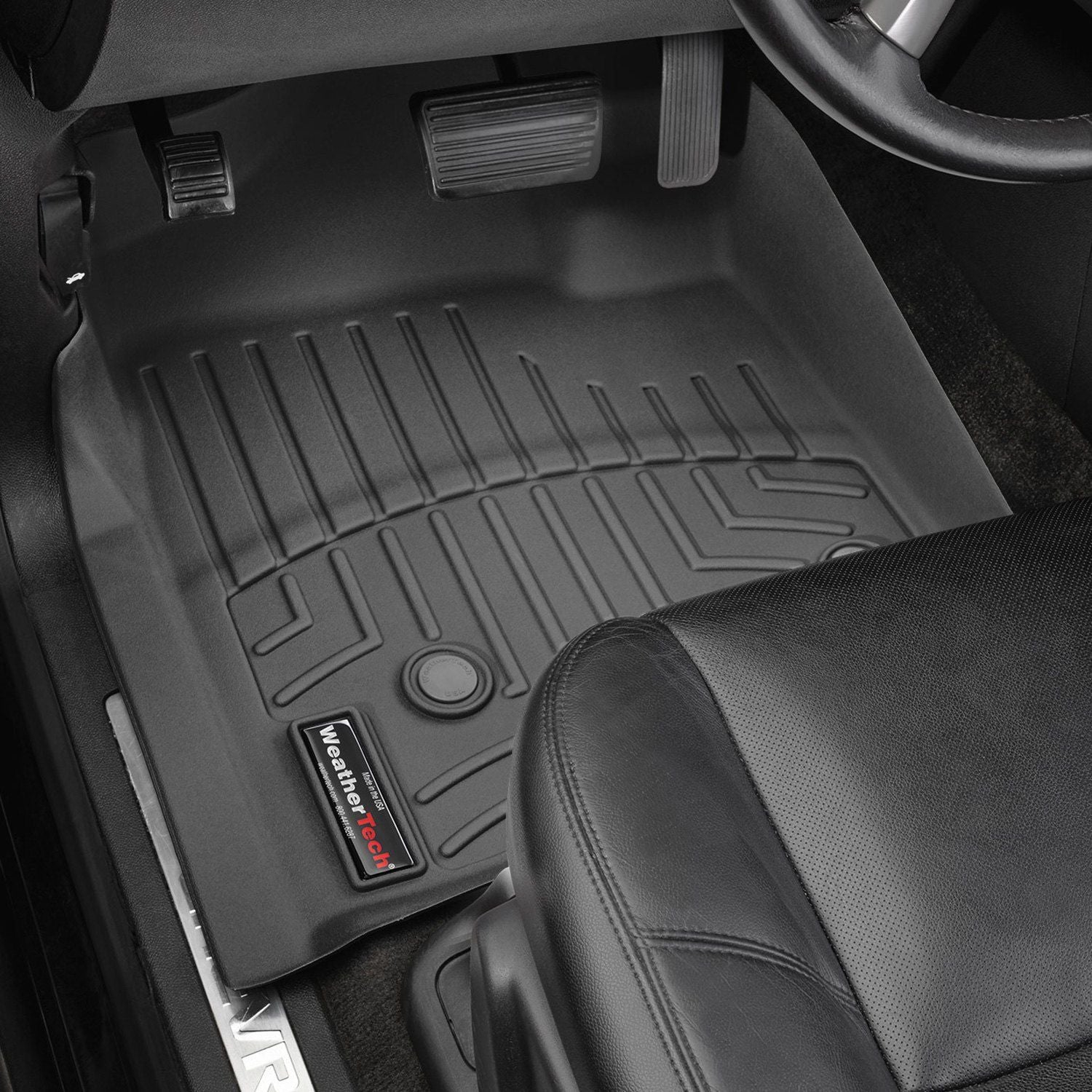 Weathertech® • 440661 • FloorLiner • Molded Floor Liners • Black • First Row • Chevy Silverado / GMC Sierra 1500 07-13, 2500/3500/Suburban/Tahoe/Yukon 07-14, Cadillac Escalade 07-14