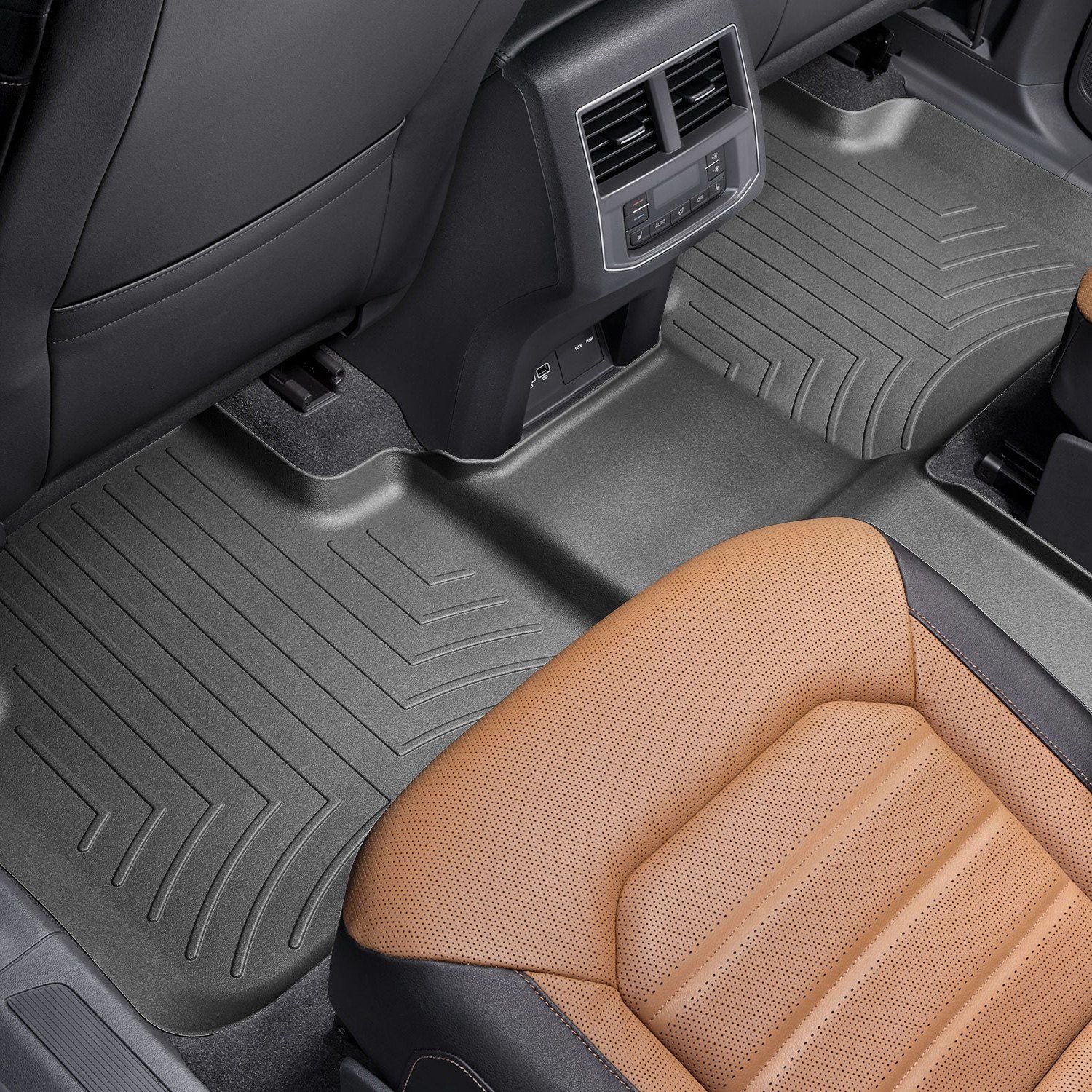 Weathertech® • 4410842 • FloorLiner • Molded Floor Liners • Black • Second Row • Volkswagen Atlas (with 2nd Row Bucket Seats) 18-23