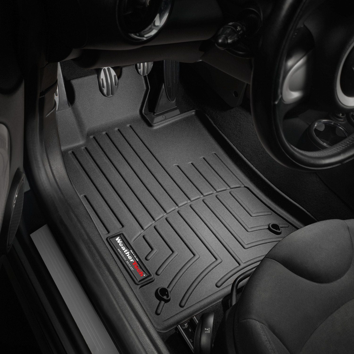 Weathertech® • 441361 • FloorLiner • Molded Floor Liners • Black • First Row • Mini Cooper 07-16 / Clubman 08-14