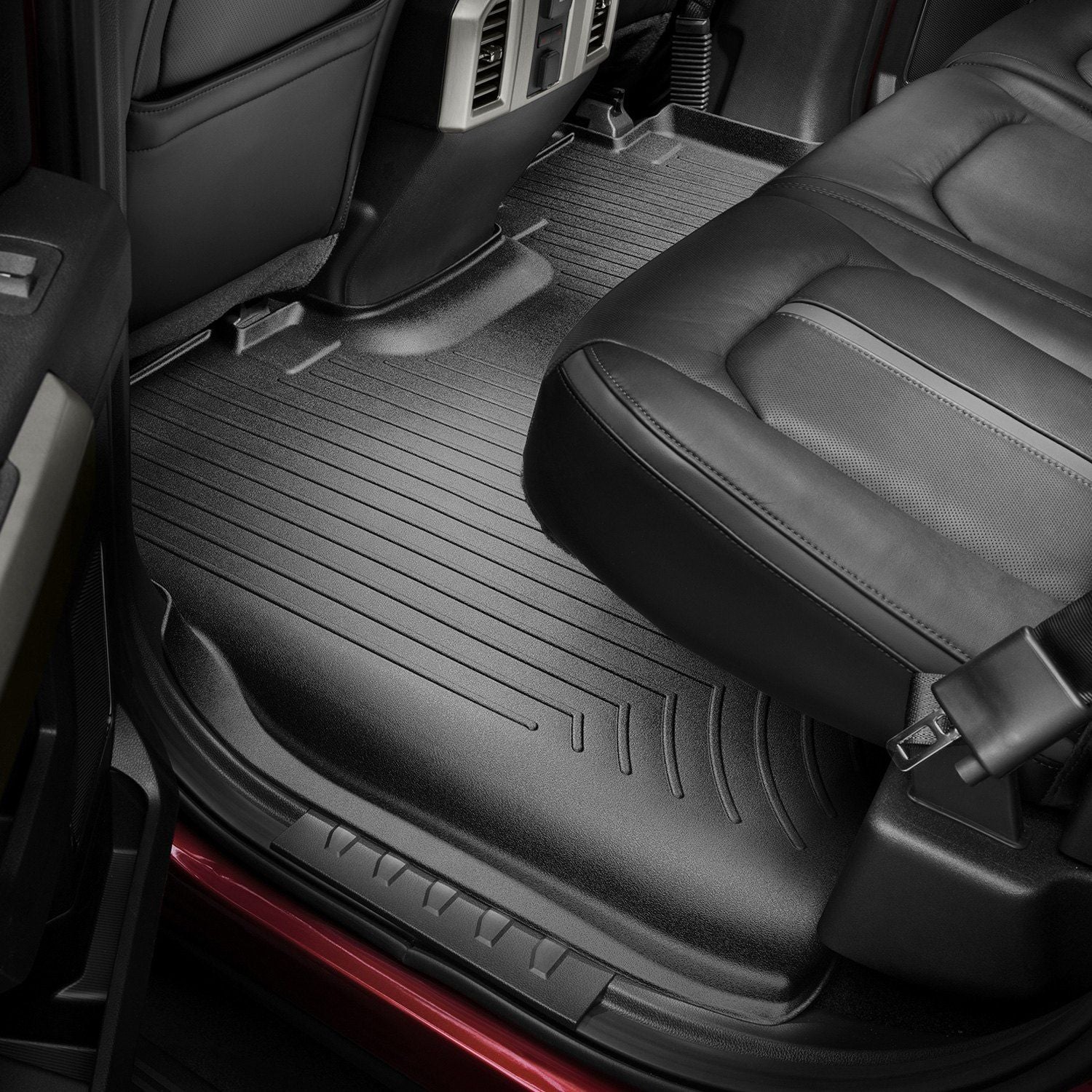 Weathertech® • 446972 • FloorLiner • Molded Floor Liners • Black • Rear • Ford F-150 Ext.Cab, Crew Cab (Carpet Floor, No Under Seat Storage) 15-23