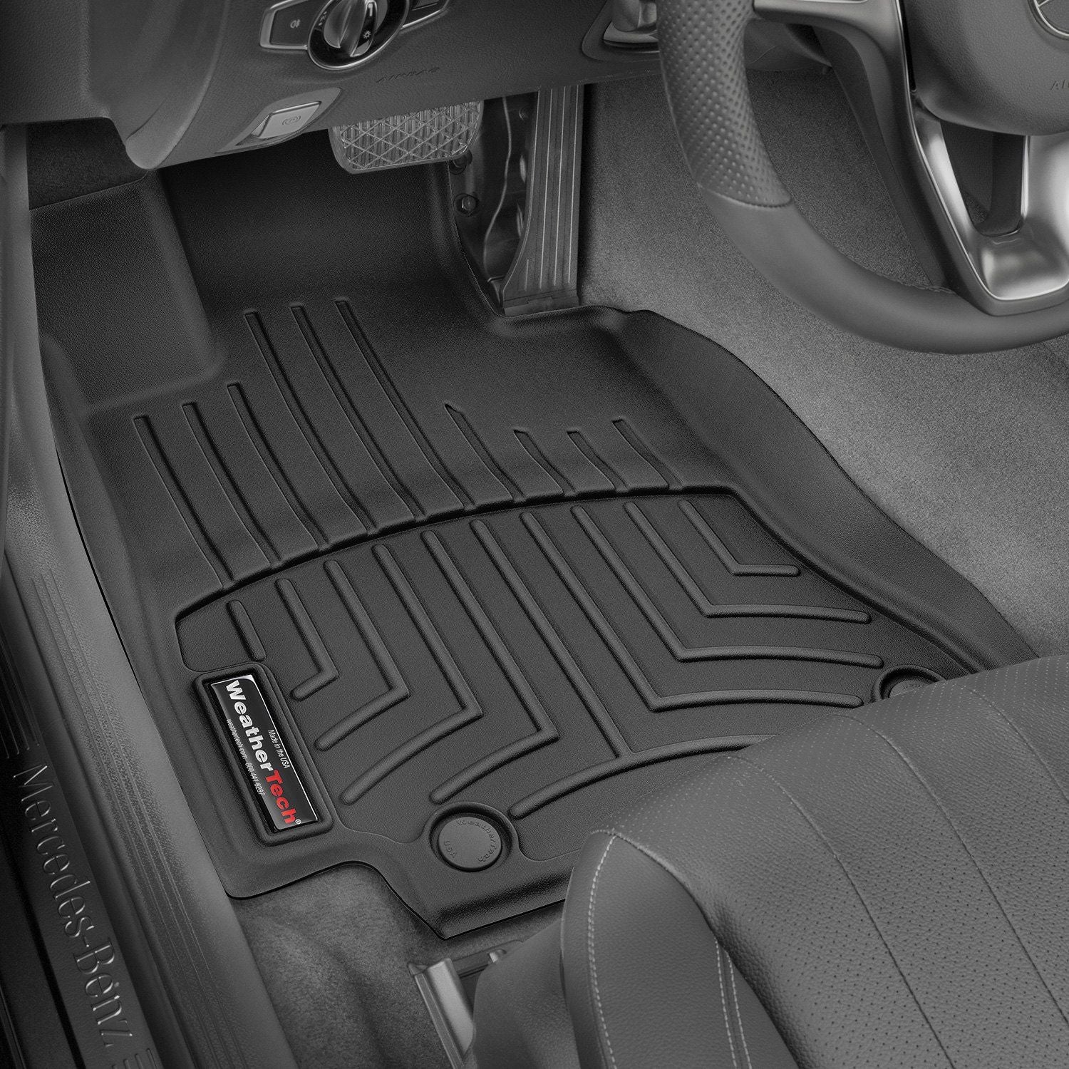 Weathertech® • 449731 • FloorLiner • Molded Floor Liners • Black • First Row • Mercedes-Benz E-Class (Sedan, Wagon) 17-22